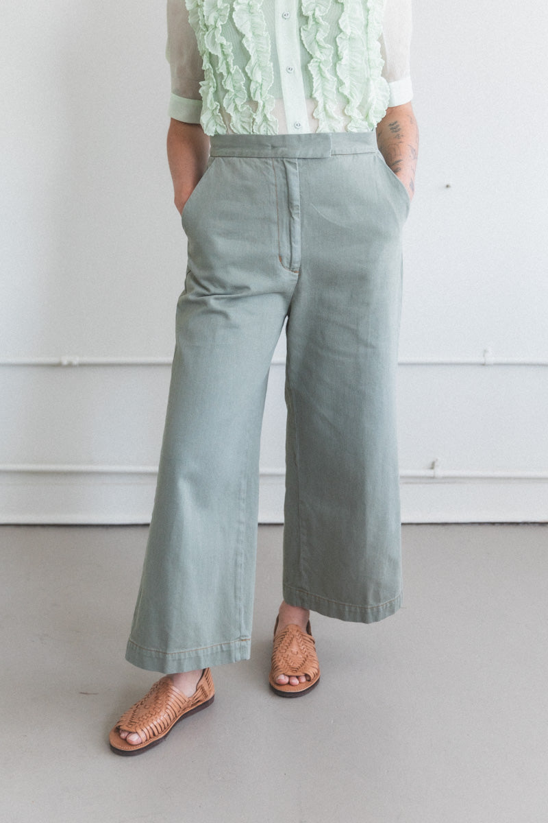 GAGE PANT IN SAGE OVERDYED DENIM