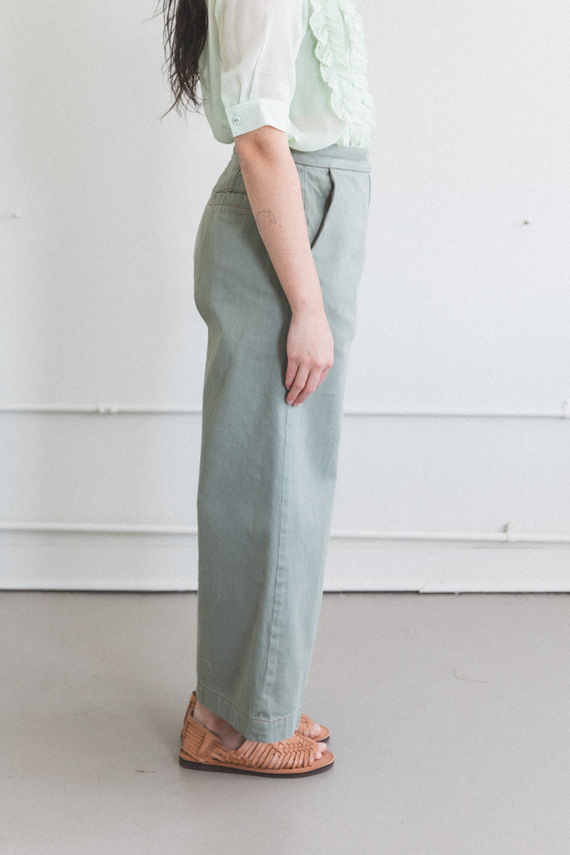 GAGE PANT IN SAGE OVERDYED DENIM