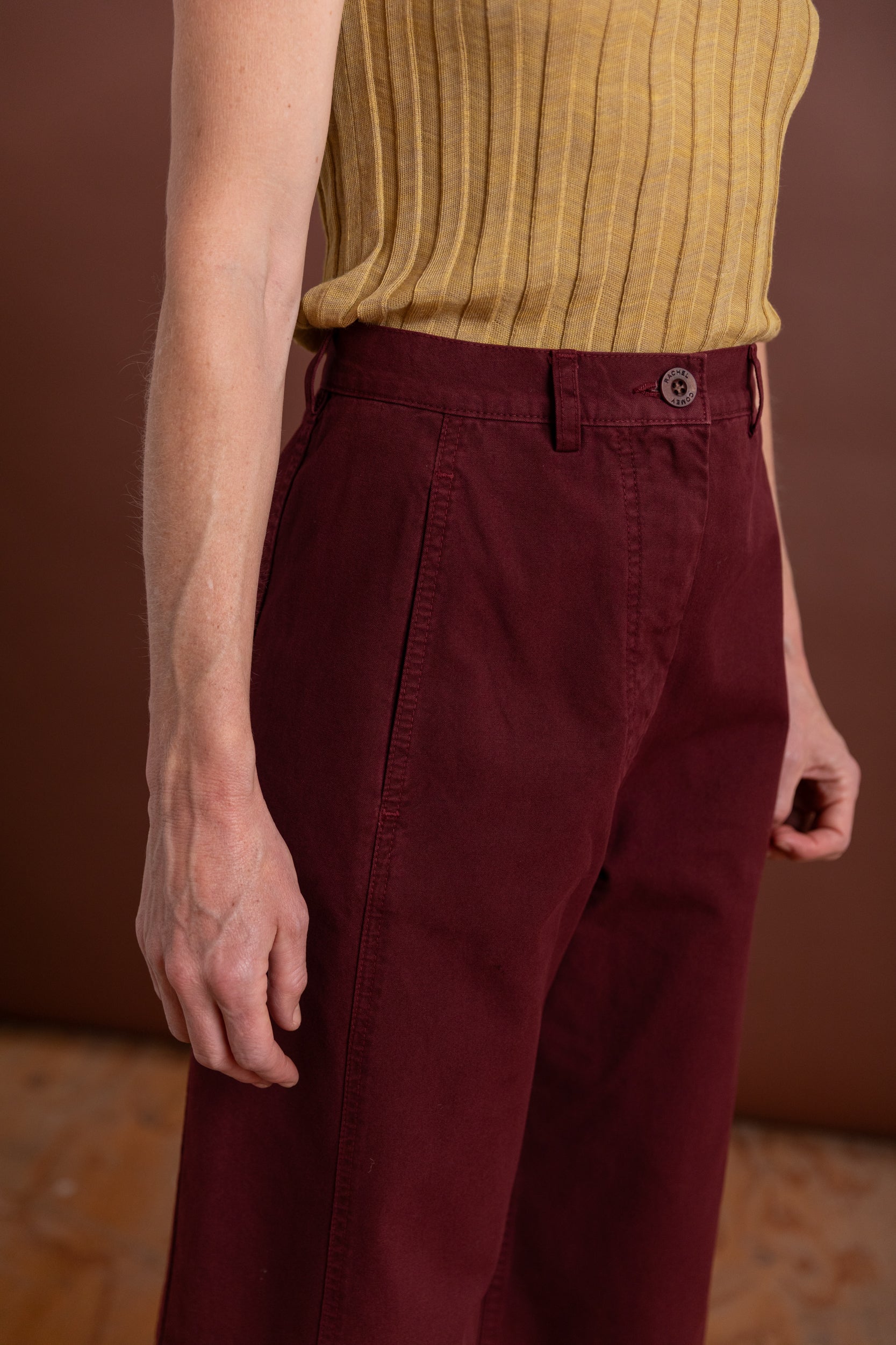 GARRA PANT IN WINE LIGHTWEIGHT CANVAS