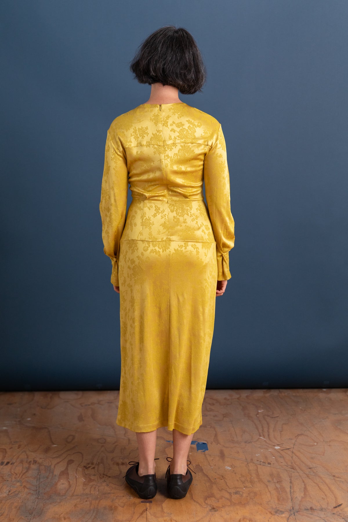 IRVING DRESS IN MUSTARD PRIMULA PIQUE KNIT