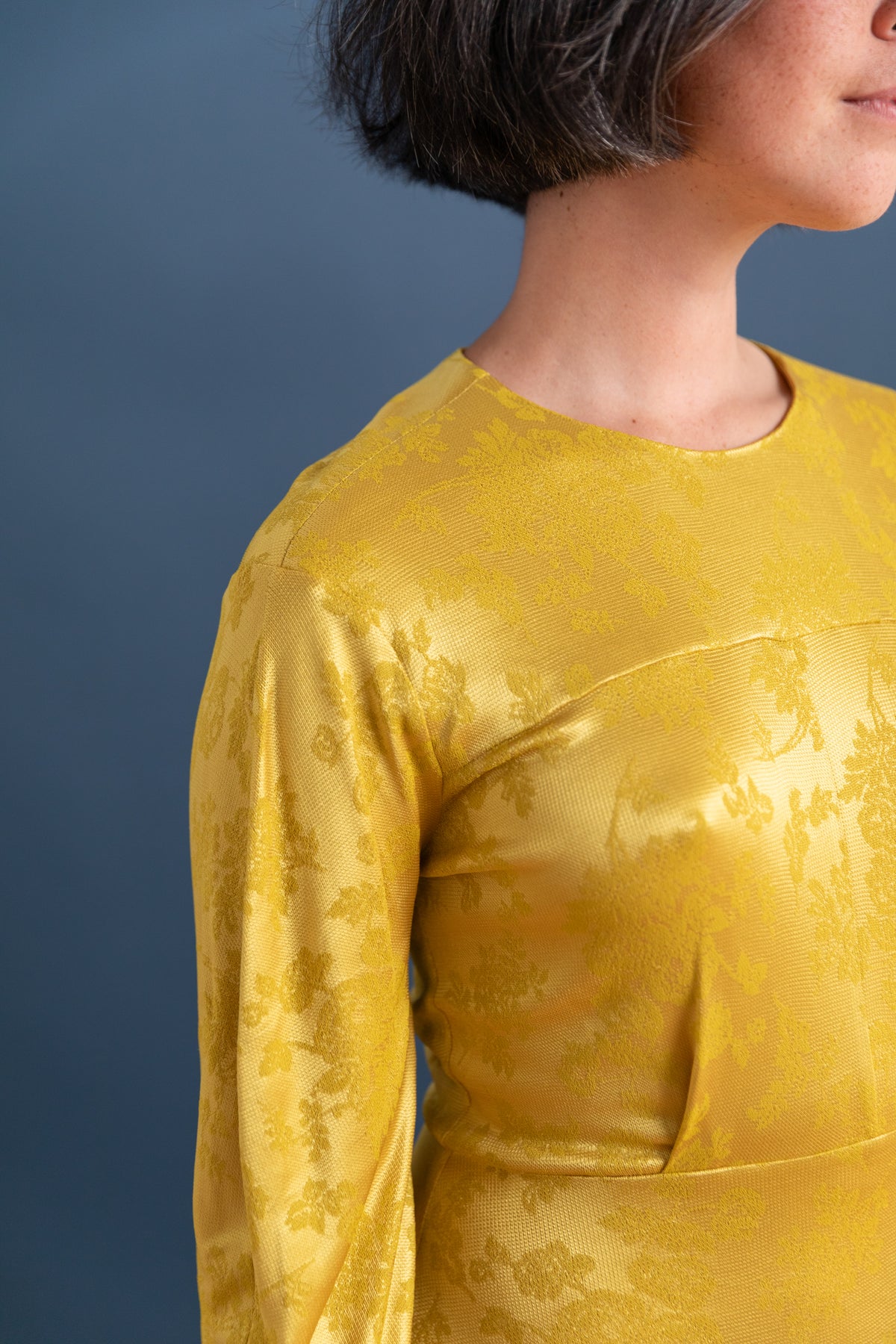 IRVING DRESS IN MUSTARD PRIMULA PIQUE KNIT