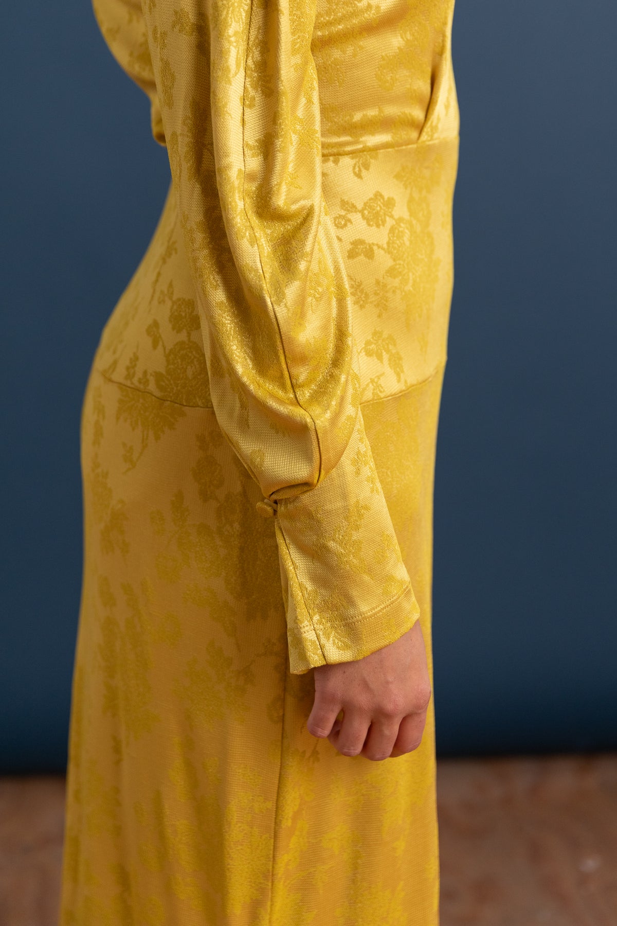 IRVING DRESS IN MUSTARD PRIMULA PIQUE KNIT