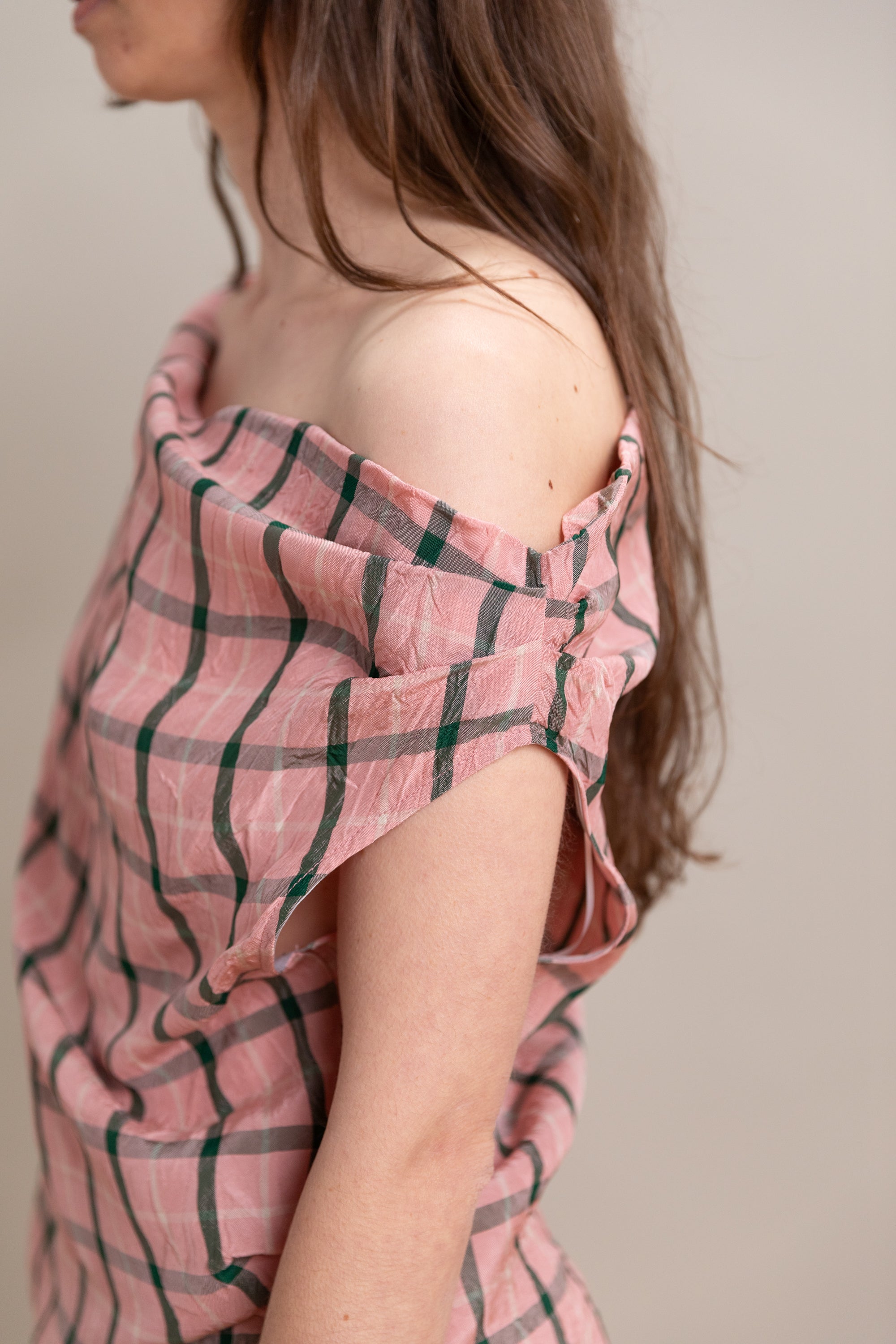 MATA TOP IN PINK ARROTINO PLAID