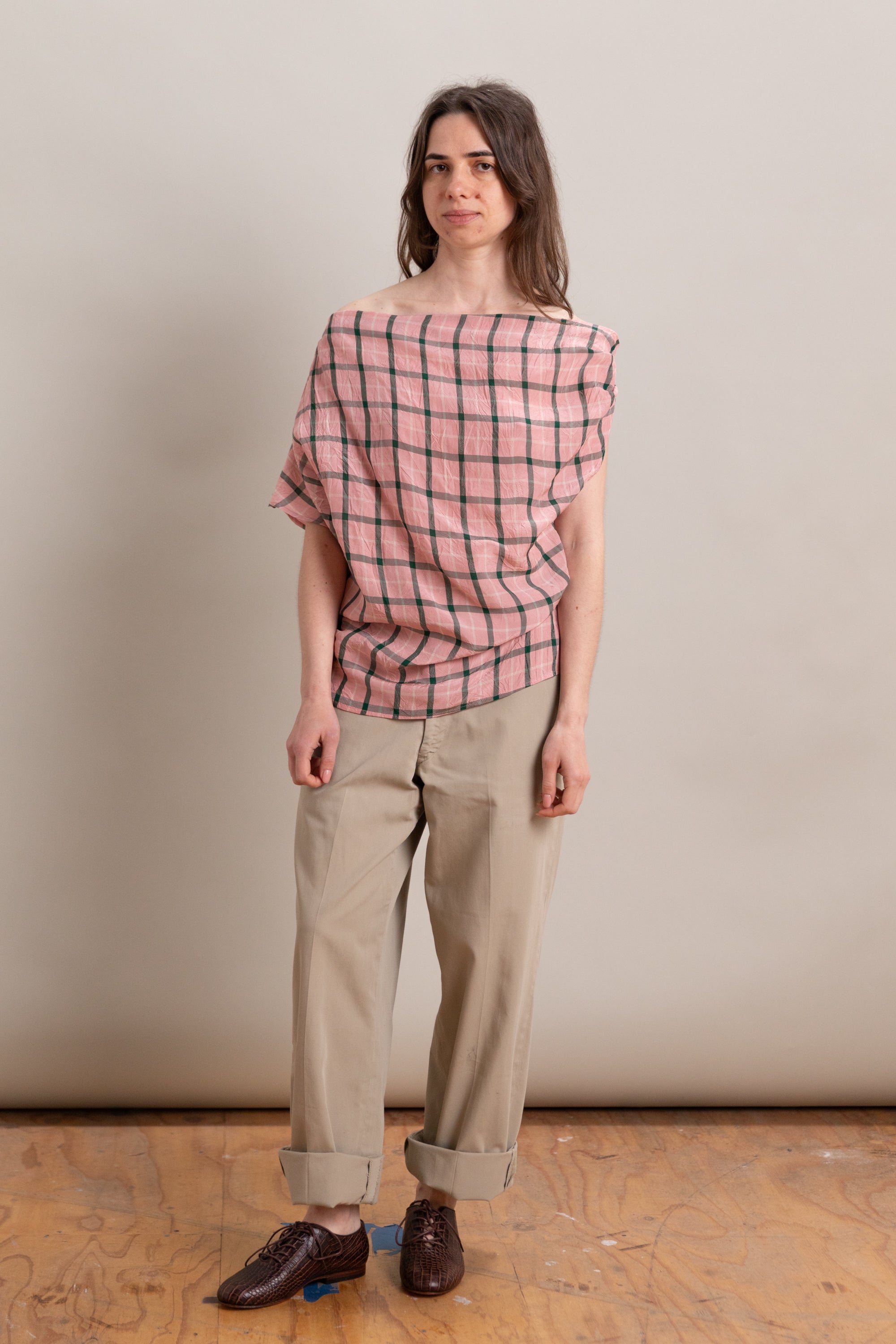 MATA TOP IN PINK ARROTINO PLAID