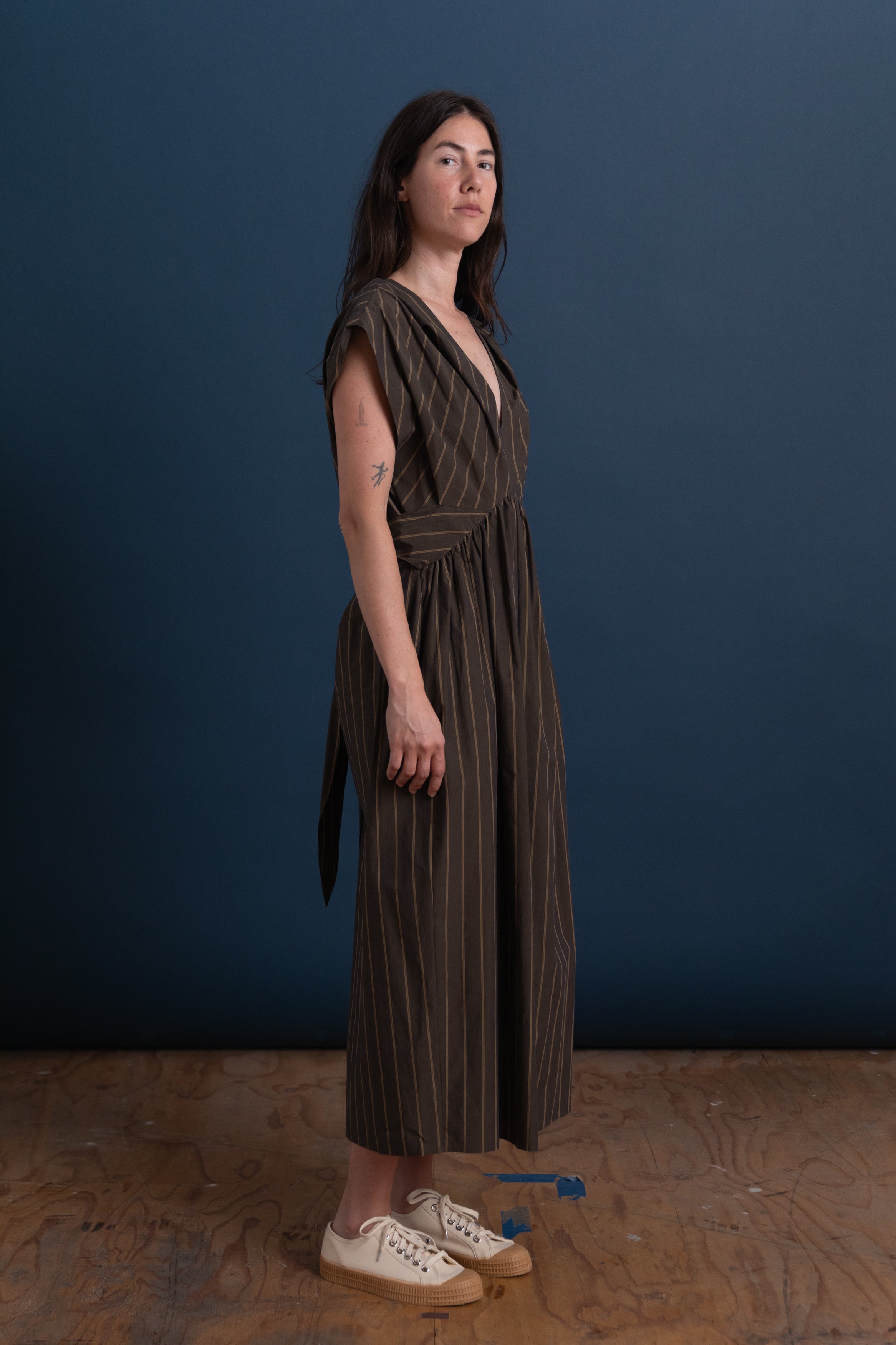 NARRAMORE DRESS IN BROWN WAVERLY STRIPE