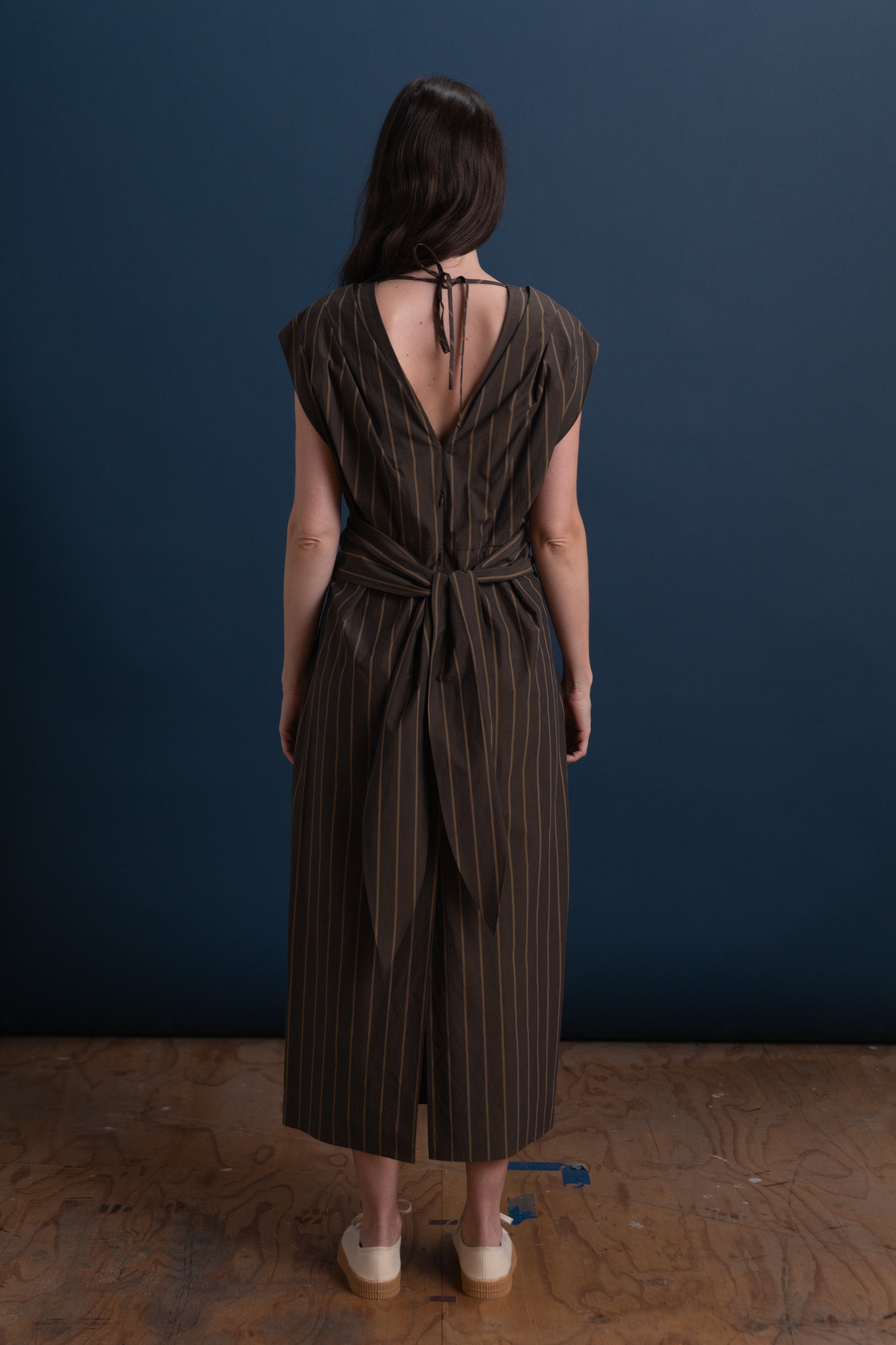 NARRAMORE DRESS IN BROWN WAVERLY STRIPE