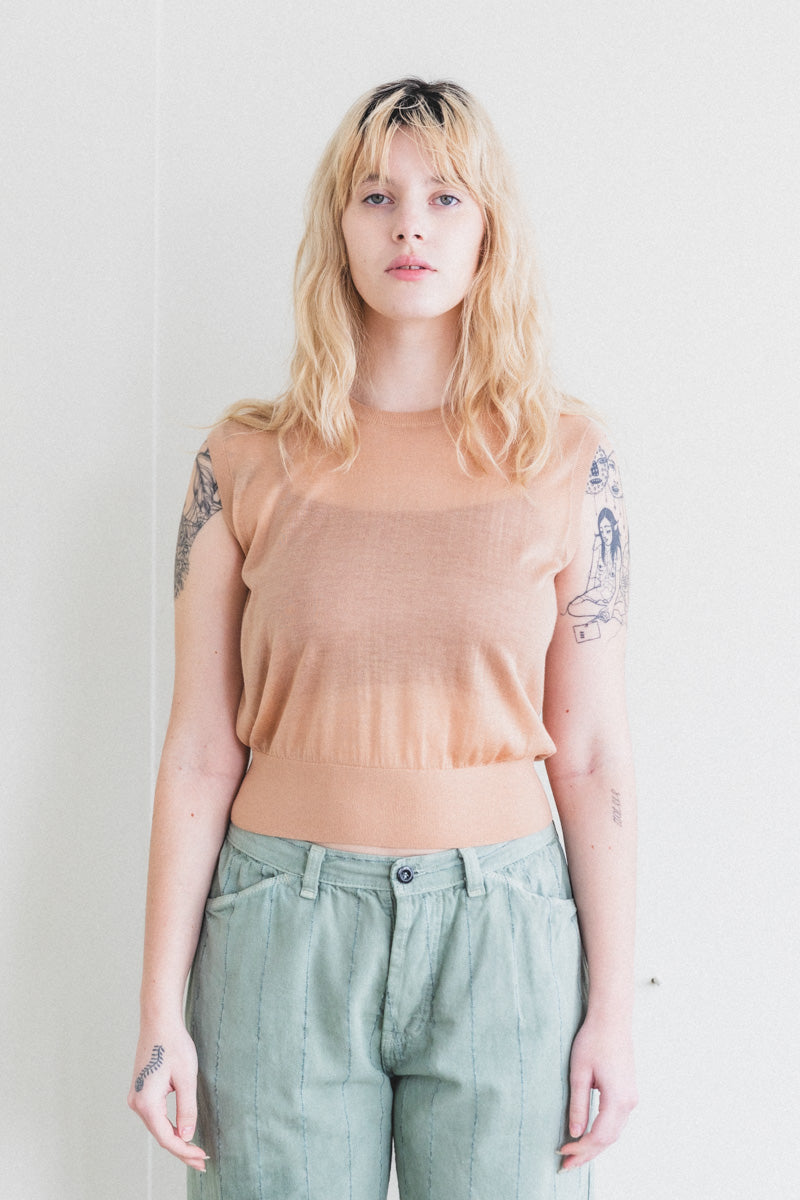 ORIA TOP IN CAMEL TENCEL CASHMERE KNIT