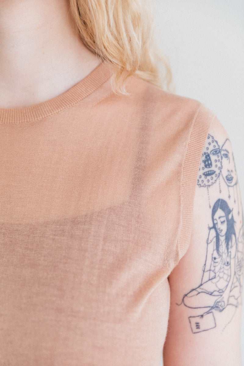 ORIA TOP IN CAMEL TENCEL CASHMERE KNIT