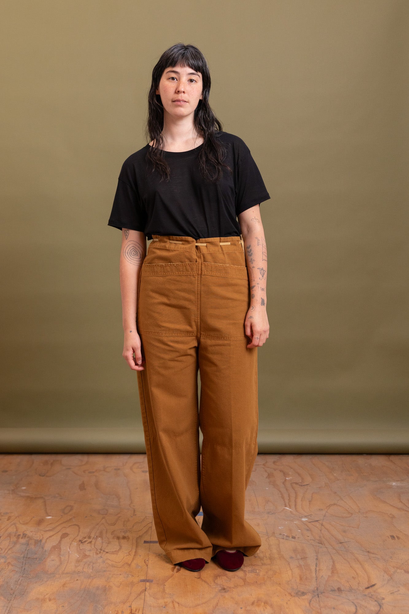 SESSAN PANT IN GOLD COTTON CANVAS
