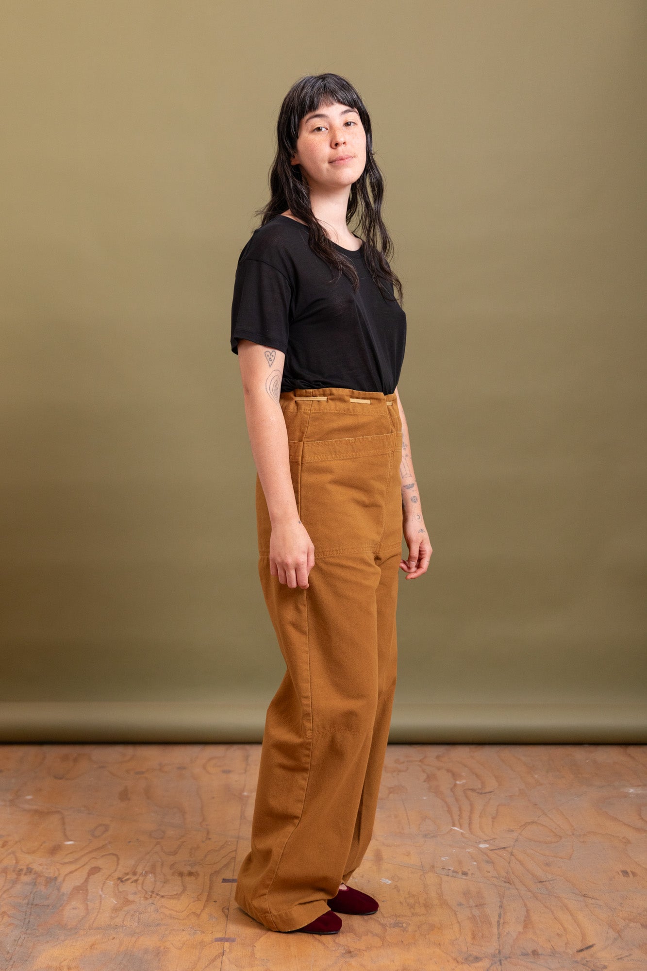 SESSAN PANT IN GOLD COTTON CANVAS