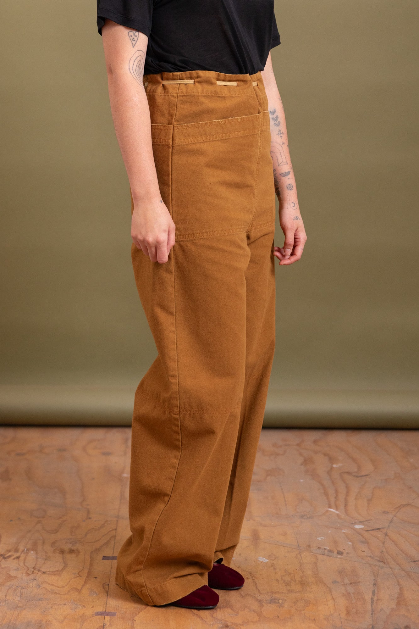 SESSAN PANT IN GOLD COTTON CANVAS