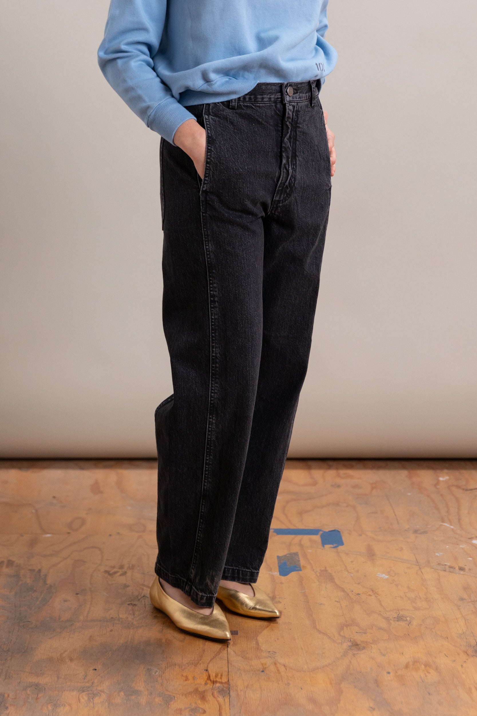 TAMAR PANT IN BLACK WASHED SALINAS DENIM