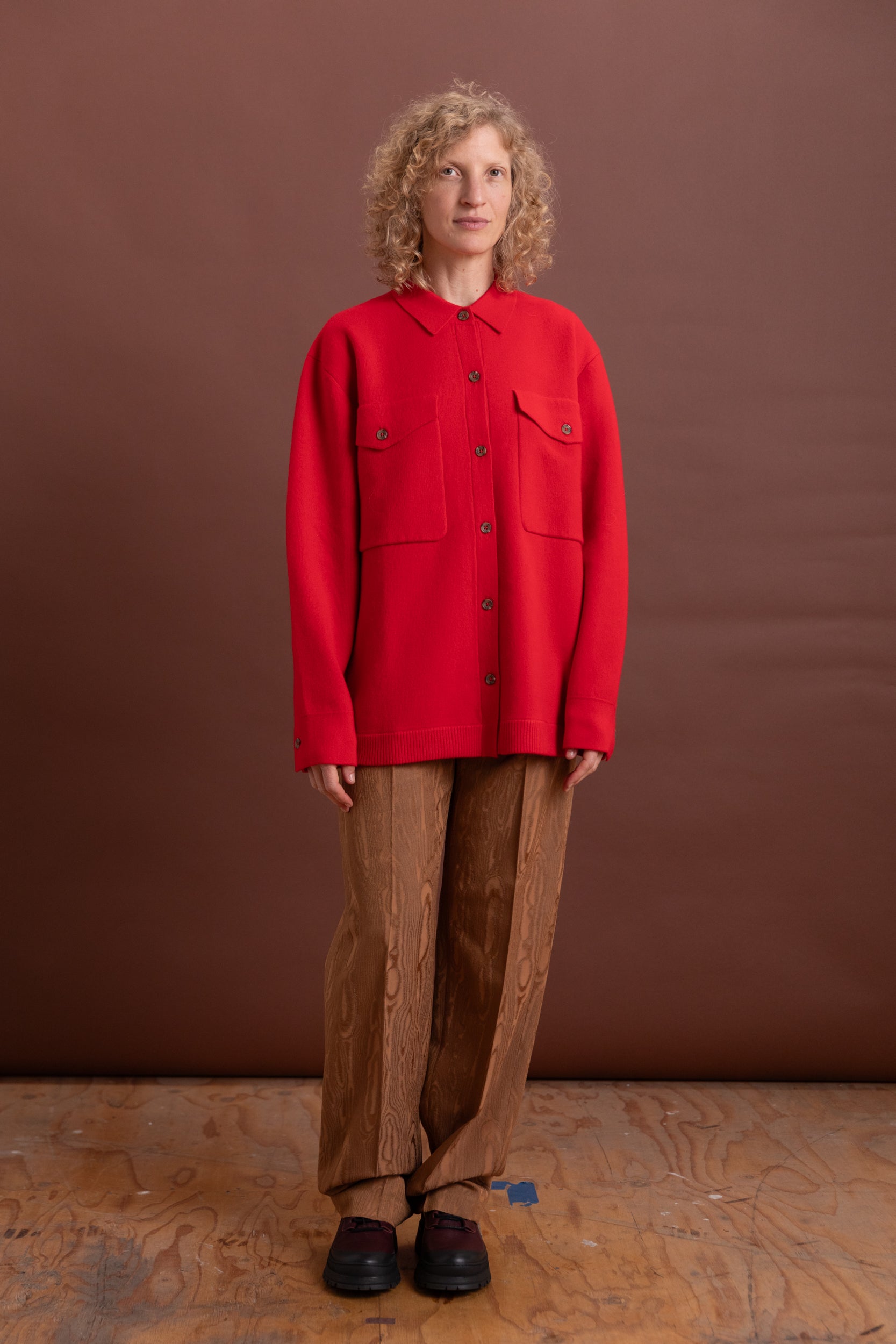 WILLANS JACKET IN RED FELT CASHMERE KNIT
