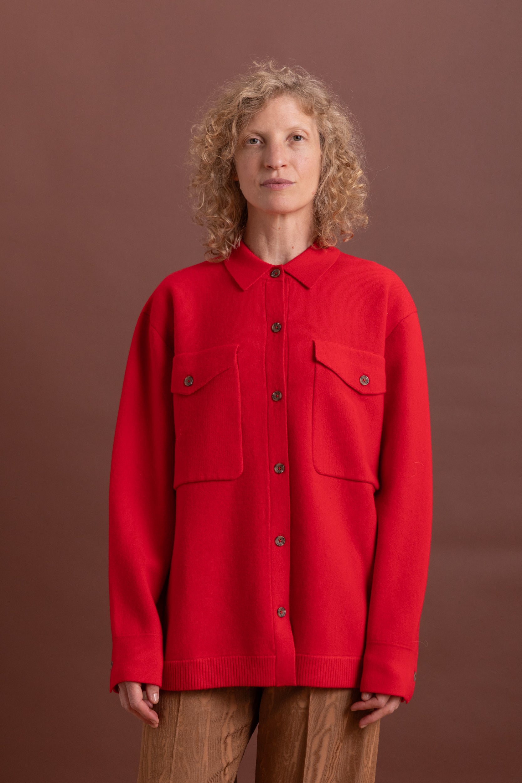 WILLANS JACKET IN RED FELT CASHMERE KNIT