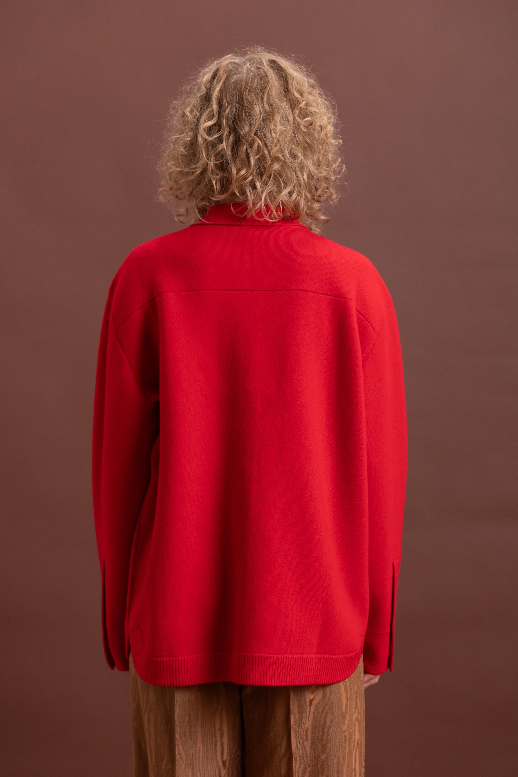 WILLANS JACKET IN RED FELT CASHMERE KNIT