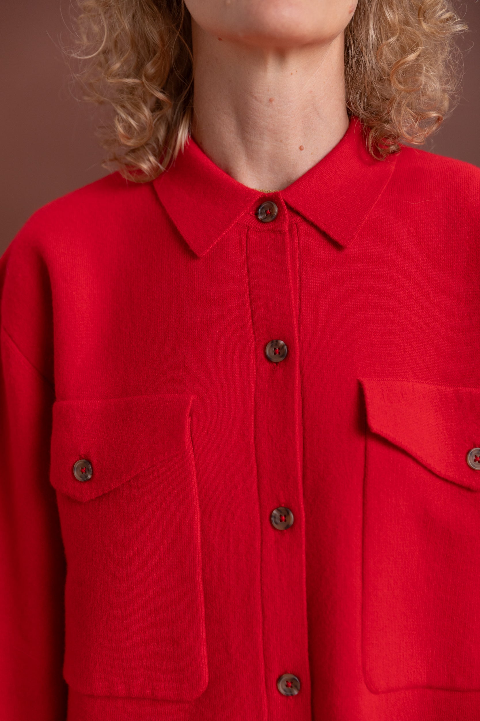 WILLANS JACKET IN RED FELT CASHMERE KNIT