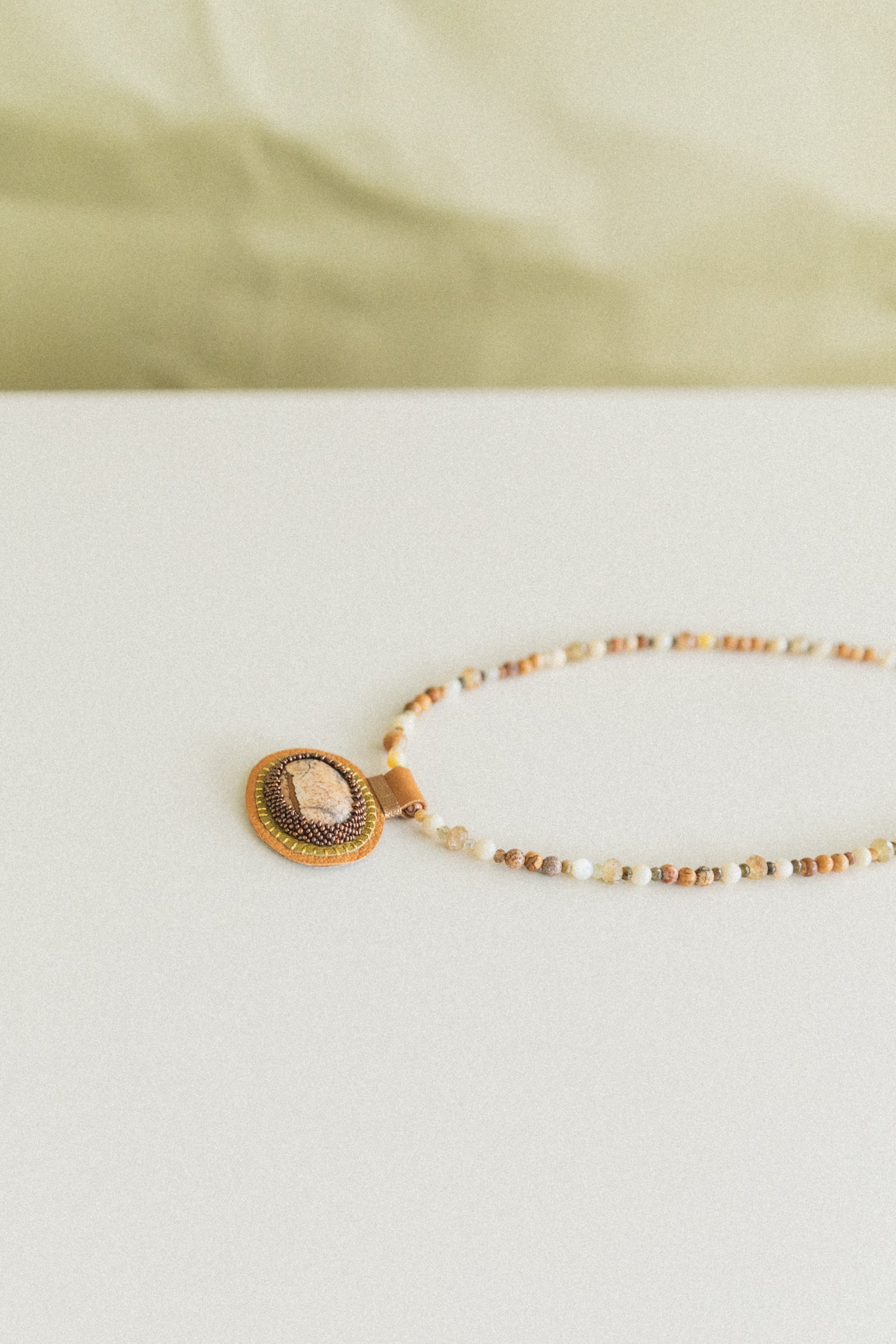 LOVE BEAD CHARM NECKLACE WITH A PICTURE JASPER CHARM