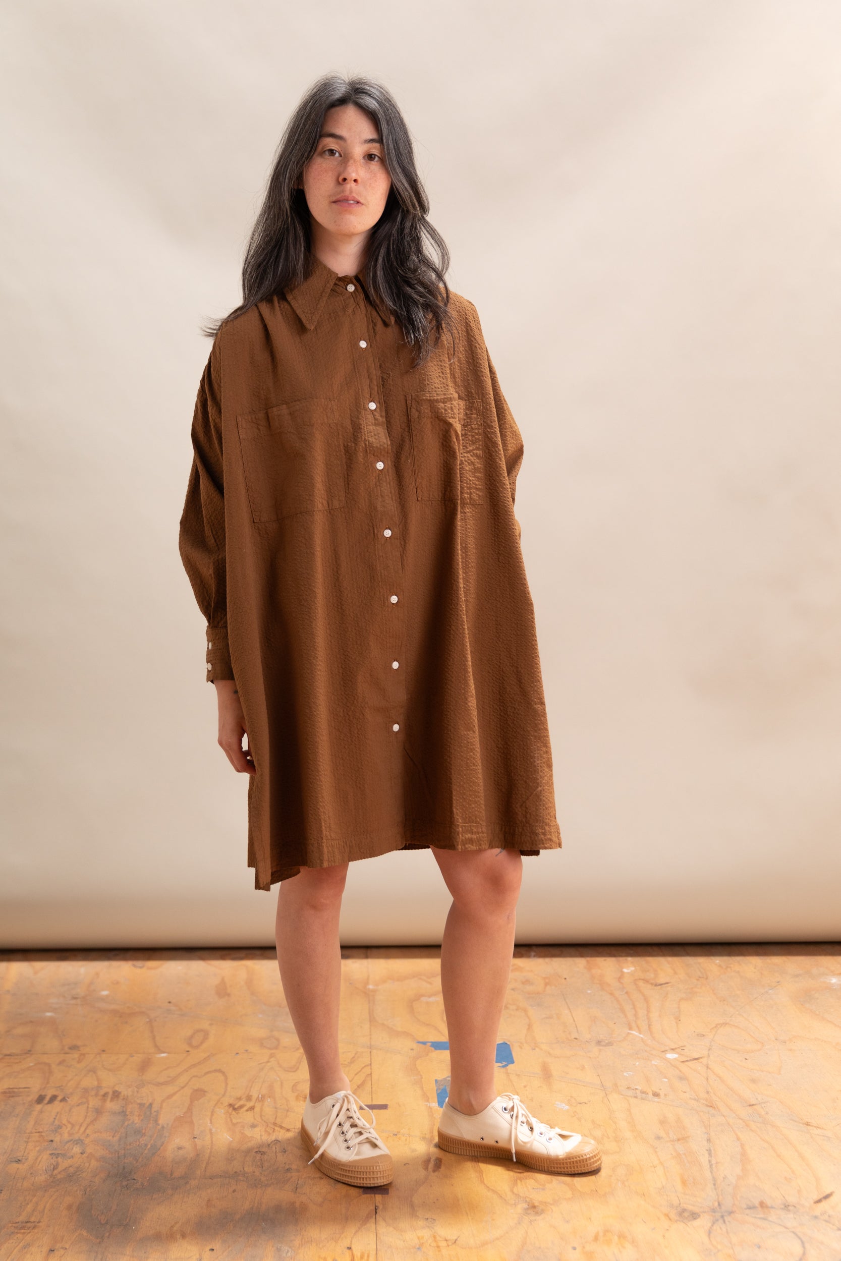 TALIA MINI DRESS IS DACHSHUND SEERSUCKER