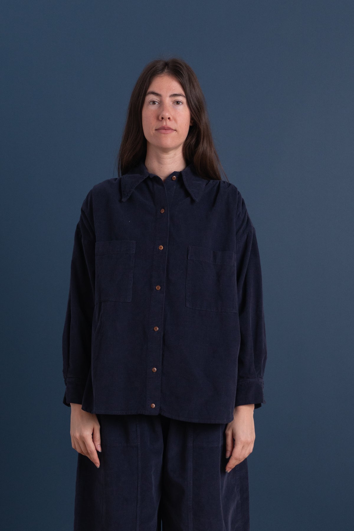 TALIA SHIRT IN NAVY CORD
