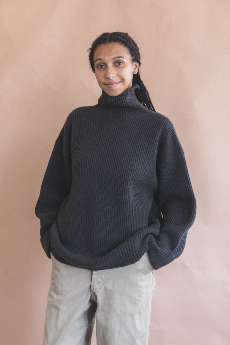 Pure Cashmere Turtleneck Black Chunky Turtleneck Sweater