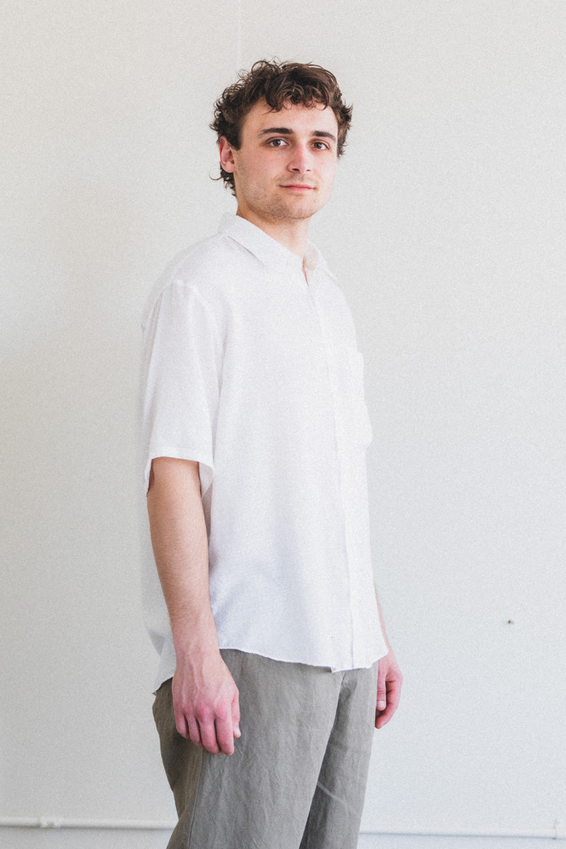 ETERNAL SHORT SLEEVE SUMMER SHIRT IN MILK FABRIC