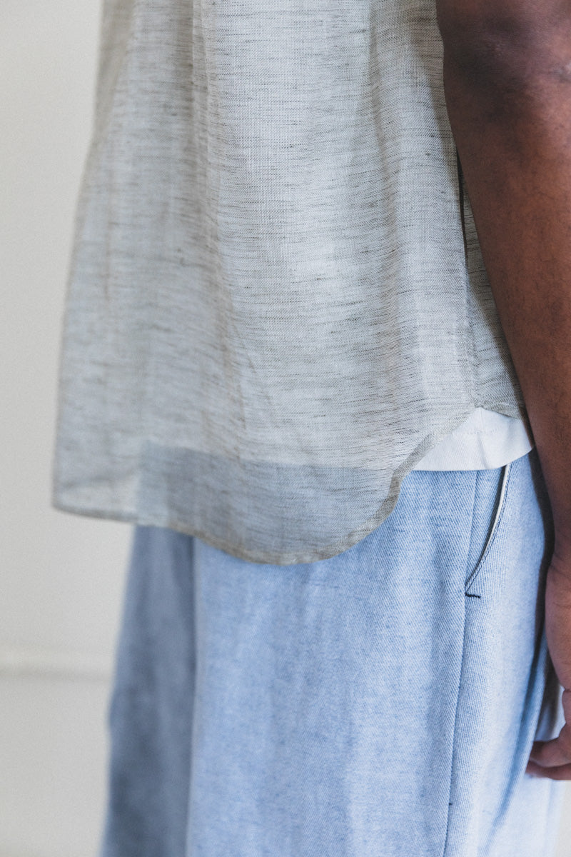 atelier naruse アトオリエナルセ wool&amp;linen bosom shirt c&amp;s ウールリネンブサムシャツ na-F02031 グレー F ETERNAL SUMMER SHIRT IN TURKISH UNDYED SILK LINEN