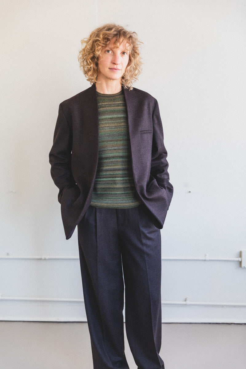 TORSHAVN COLLARLESS JACKET IN TWEED WOOL