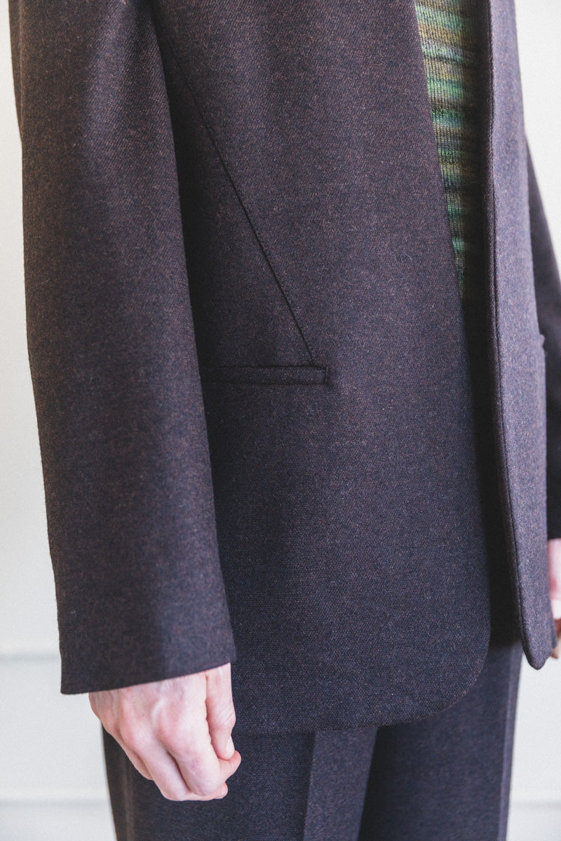 TORSHAVN COLLARLESS JACKET IN TWEED WOOL