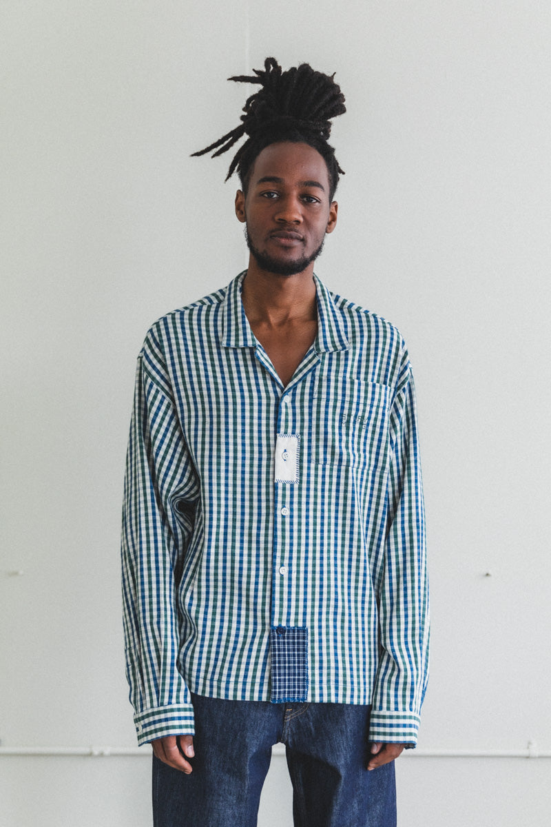 LONG SLEEVE GREETINGS SHIRT IN GINGHAM SCARECROW