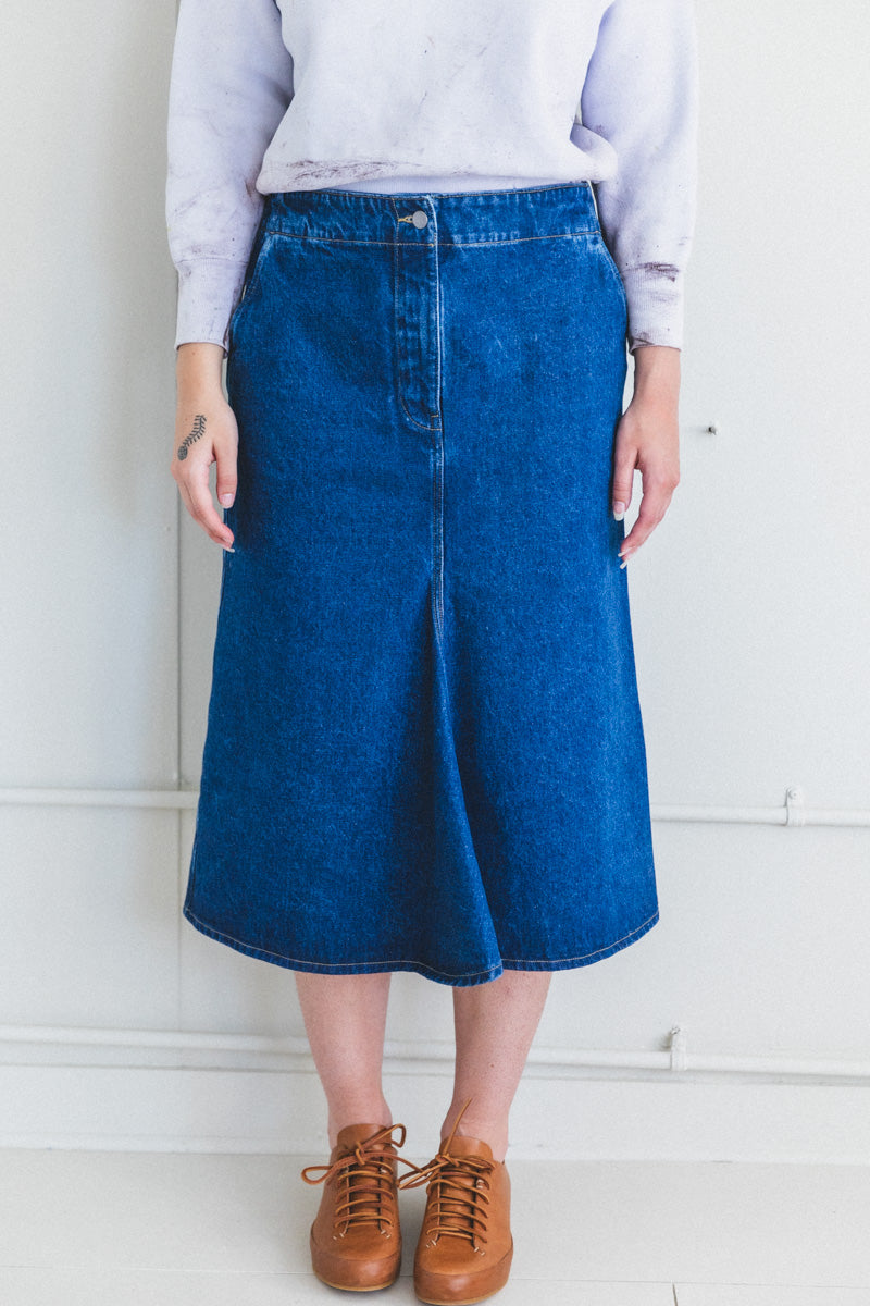 PRETO DENIM SKIRT IN INDIGO WASH