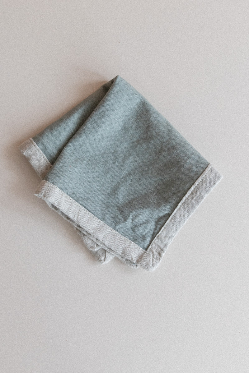 EDGED COCKTAIL NAPKINS IN EUCALYPTUS LINEN - SET OF TWO