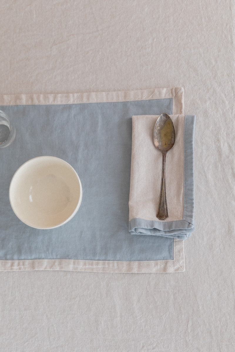 EDGED NAPKINS IN CREAM LINEN - SET OF TWO