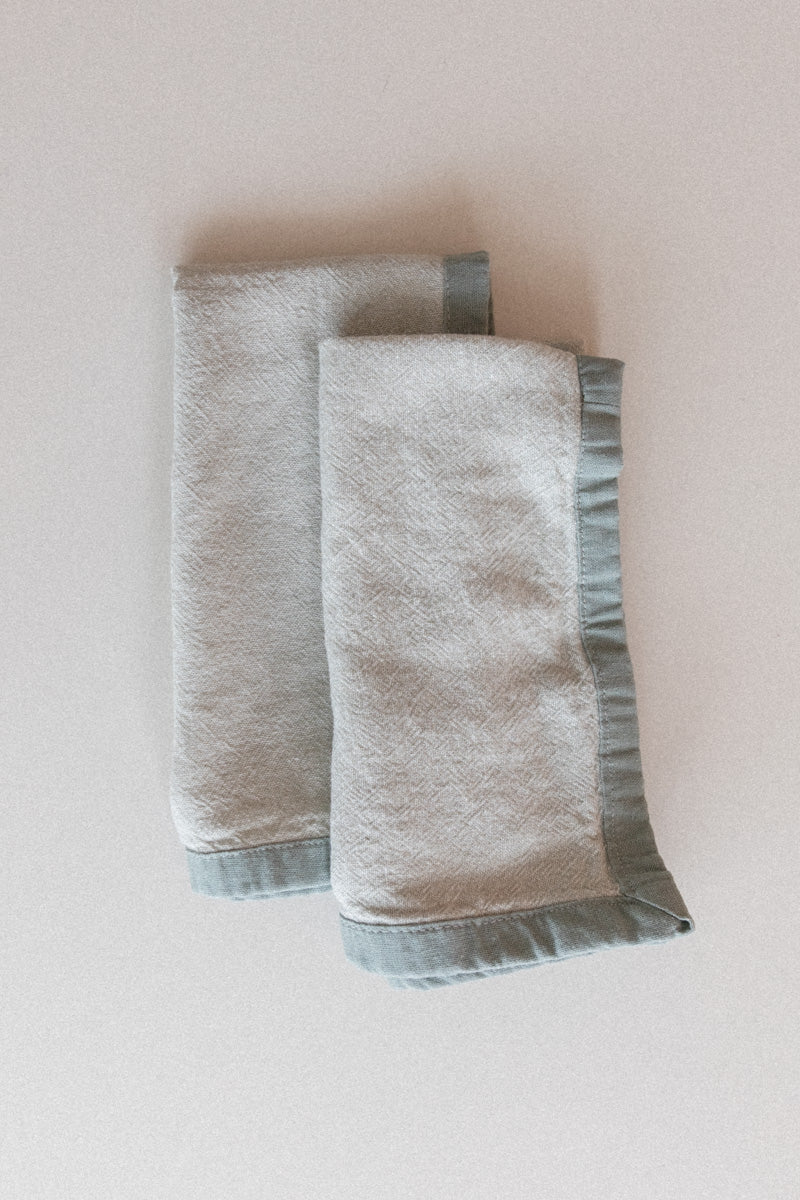 EDGED NAPKINS IN MOSS LINEN - SET OF TWO