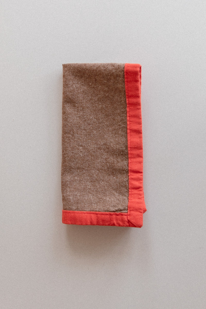 EDGED NAPKINS IN BROWN LINEN - SET OF TWO
