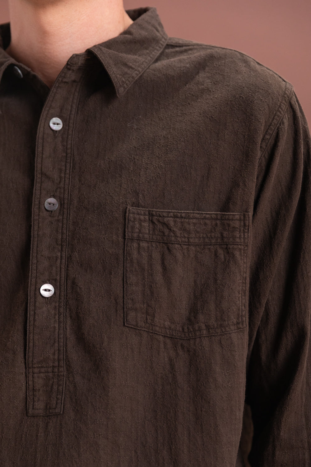 LOT 103 WORK SHIRT IN MUD DYED BROWN