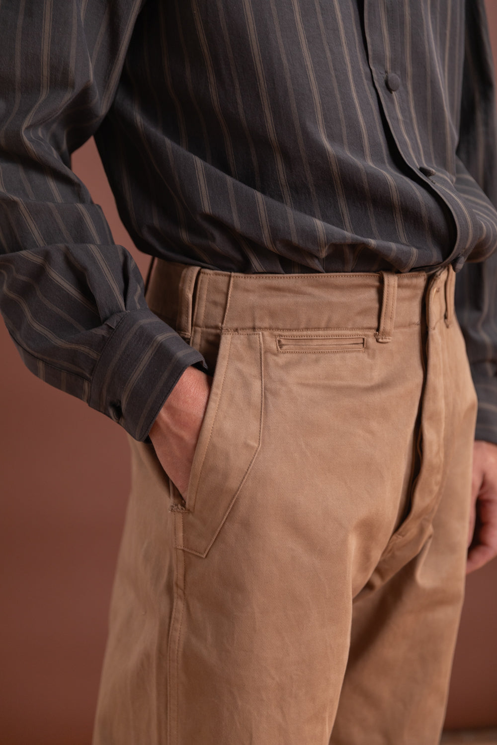 LOT 202 ENGINEER TROUSERS IN NATURAL DYED BEIGE