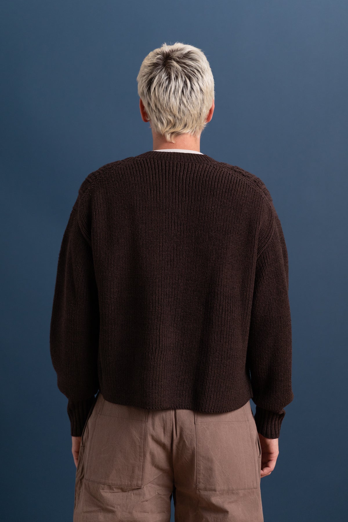 LOT 506 DOUBLE BREASTED CARDIGAN IN BROWN