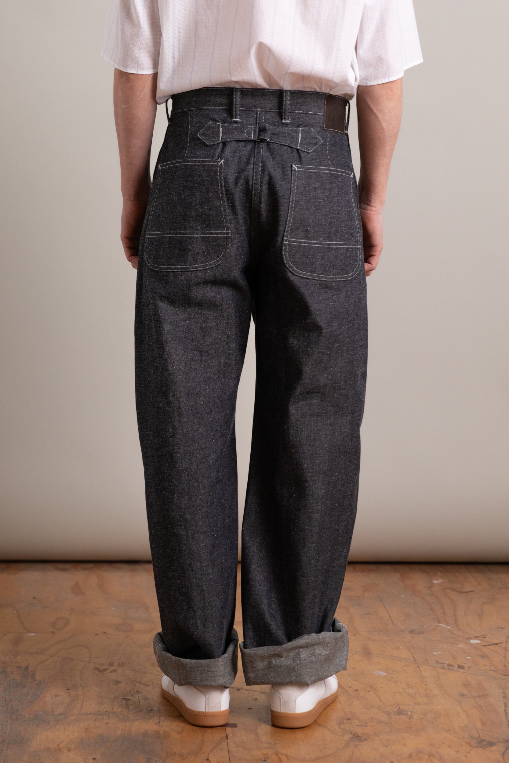 LOT 717 PAINTER PANTS WITH BUCKLE IN RAW INDIGO