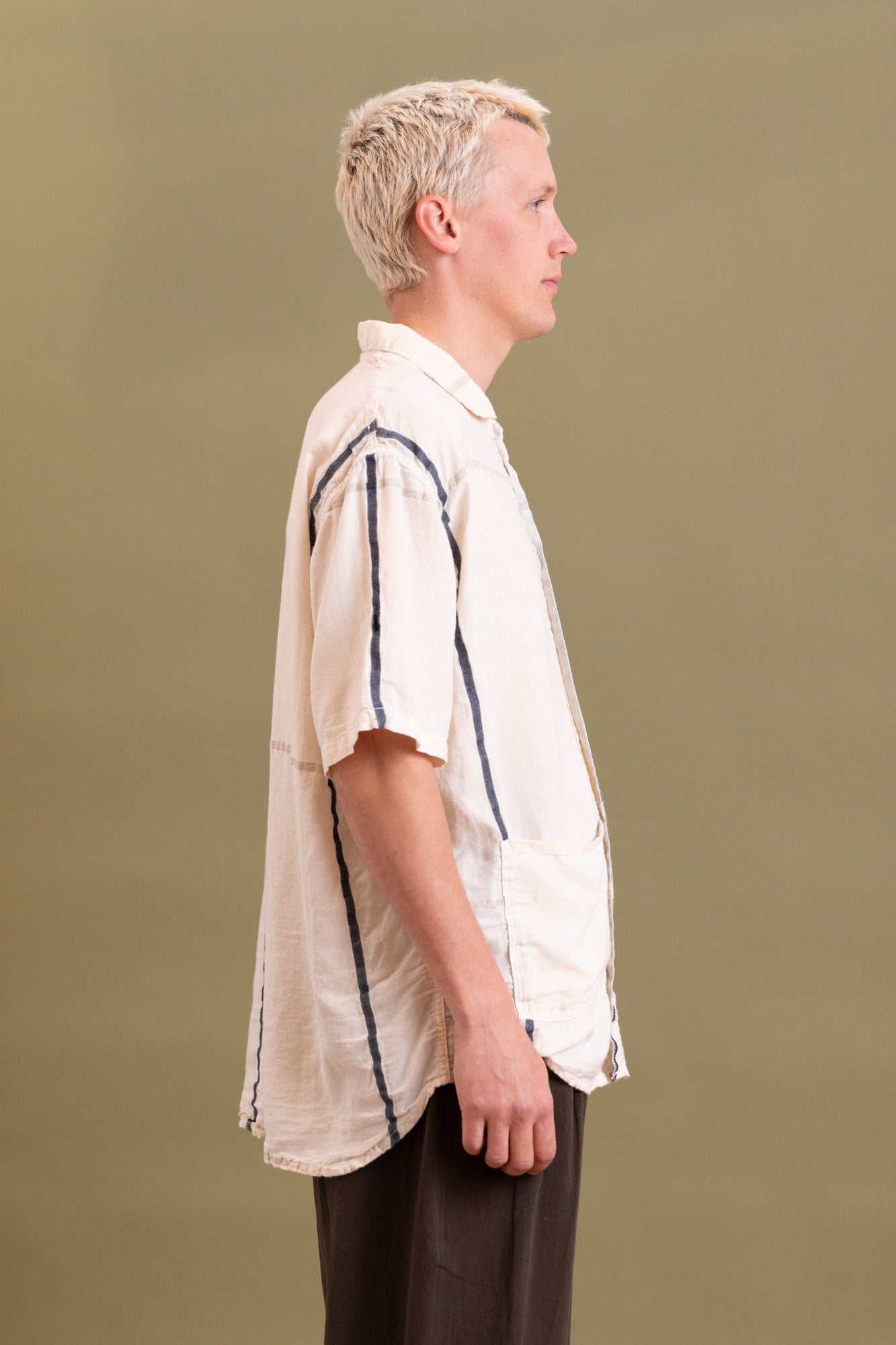 SHORT SLEEVE FLIPPED COLLAR SHIRT IN RINSED HANDKERCHIEF CHECK