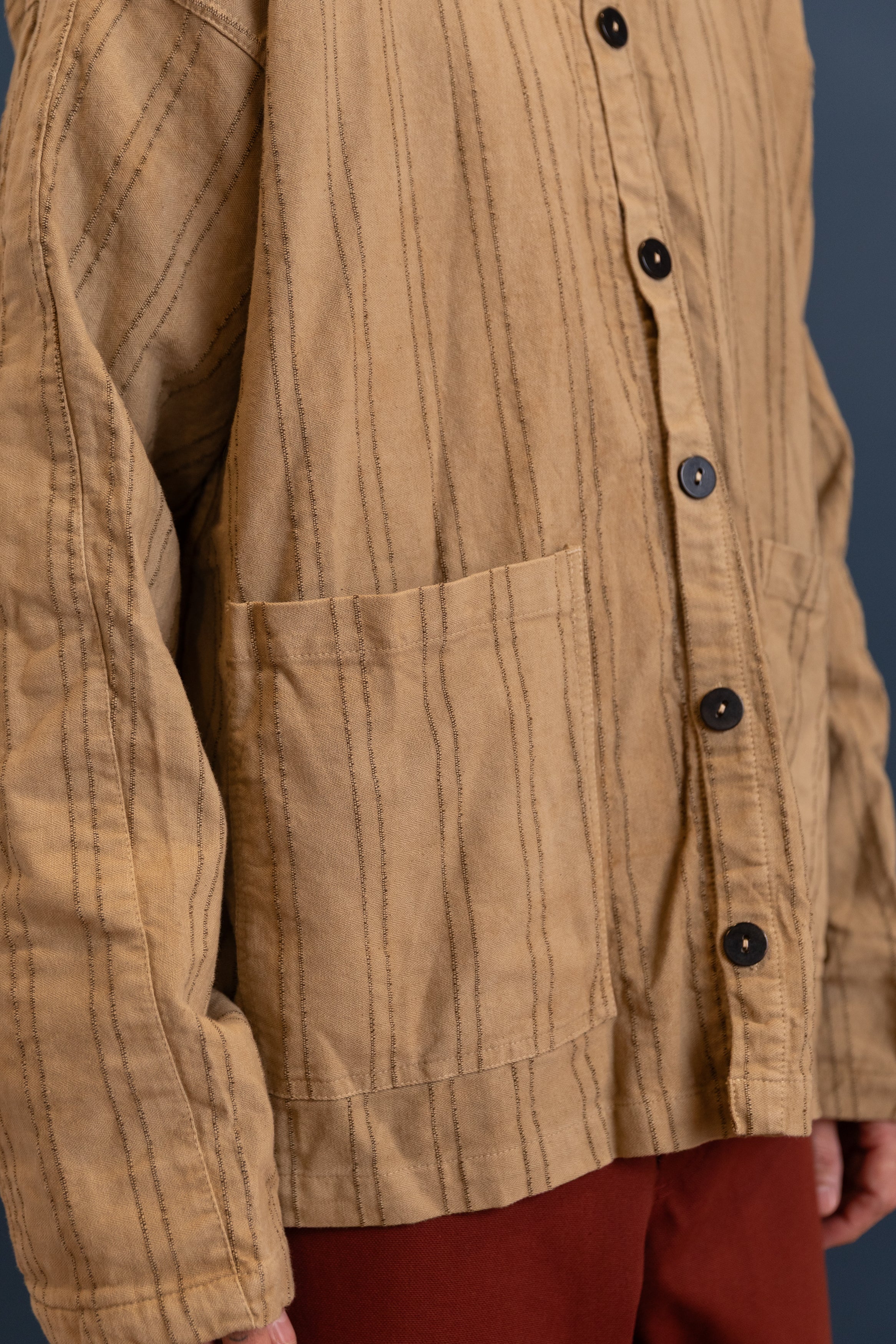 ISOSCELES SHIRT IN DRAB WELD WOOL STRIPE COTTON TATTERSALL