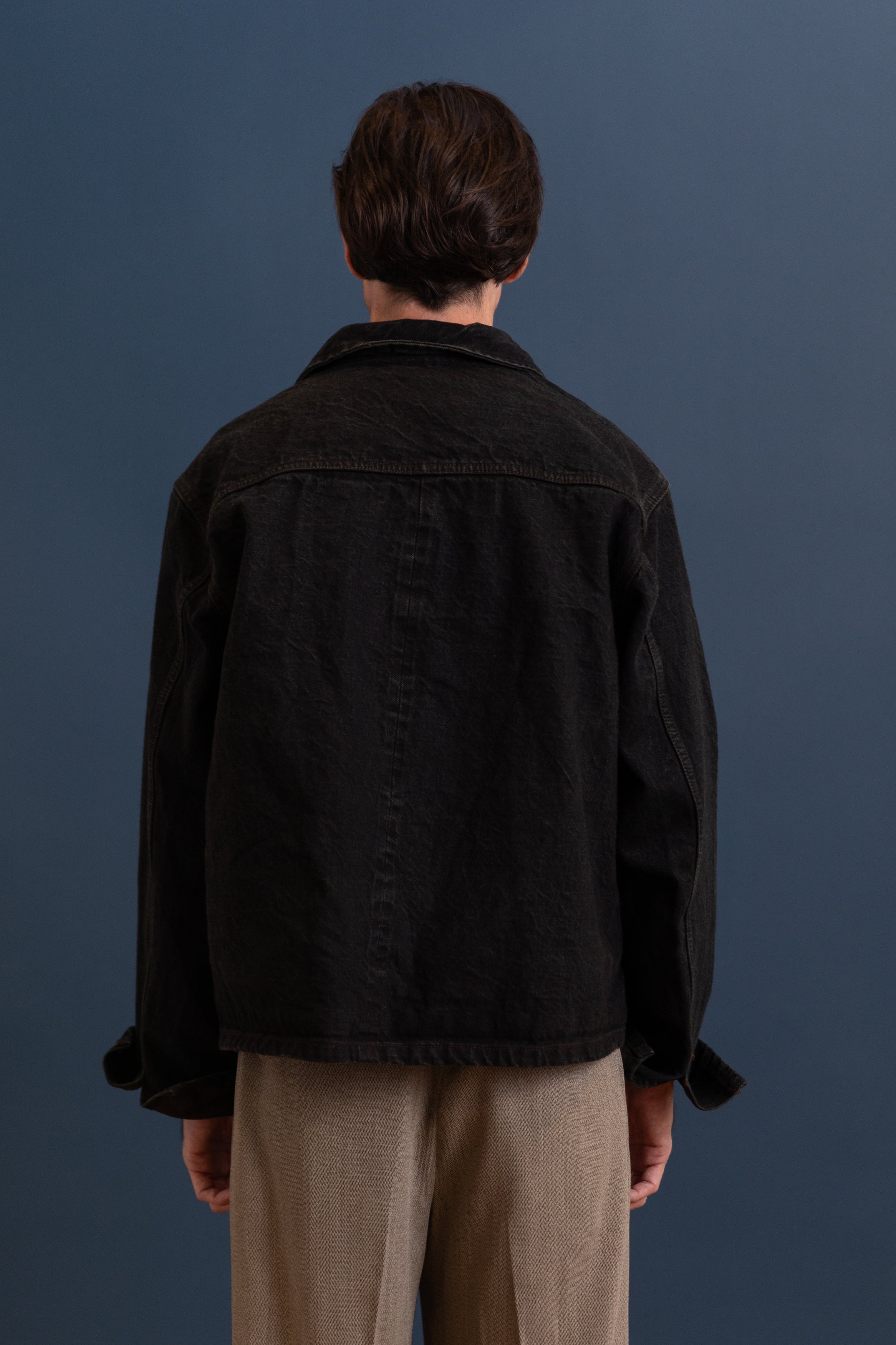 SHIRTMAKER'S JEANS JACKET IN BROWN HAT 16OZ SELVAGE DENIM