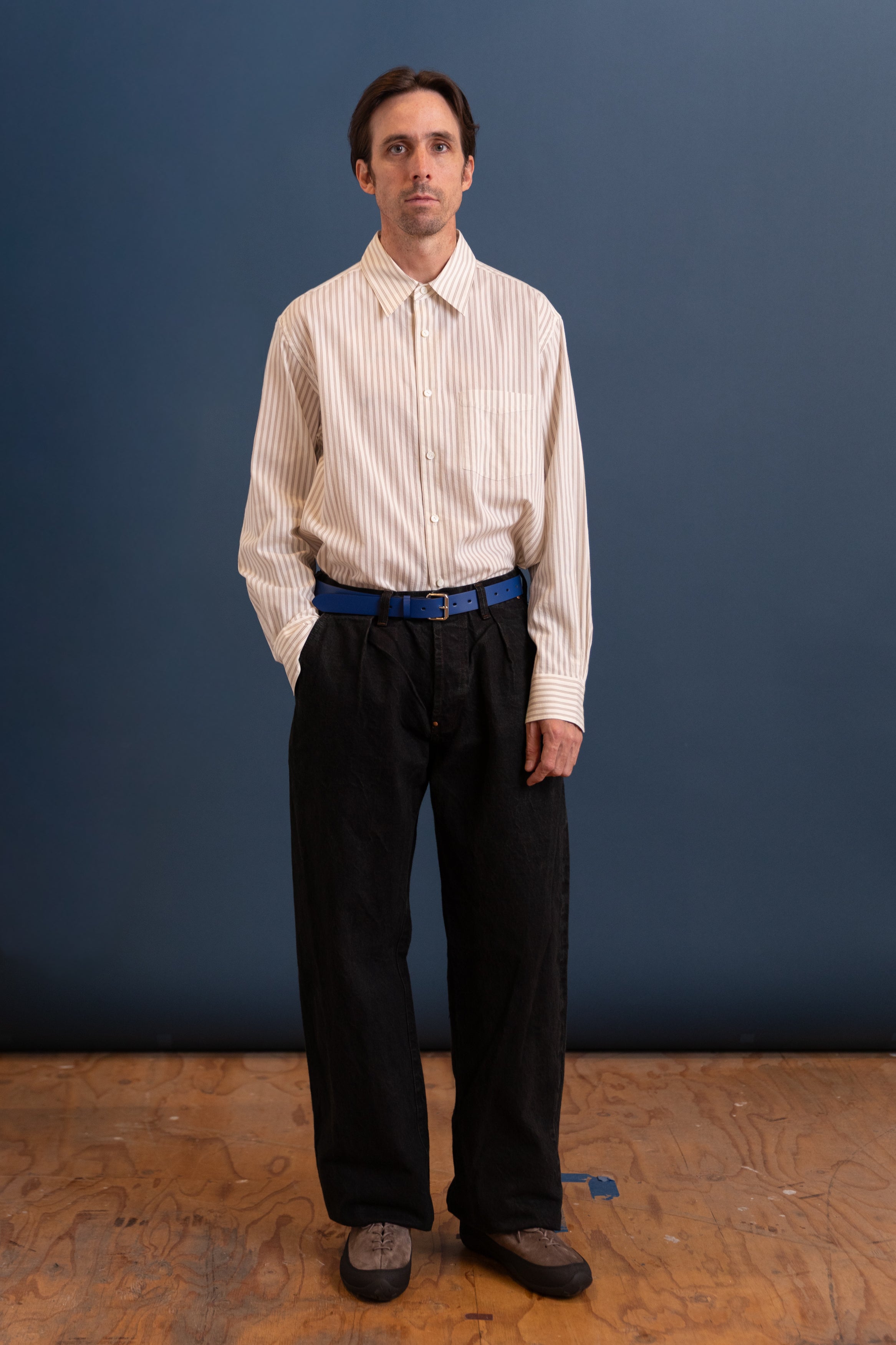 TROUSERMAKER'S JEANS IN BROWN HAT 16OZ SELVAGE DENIM