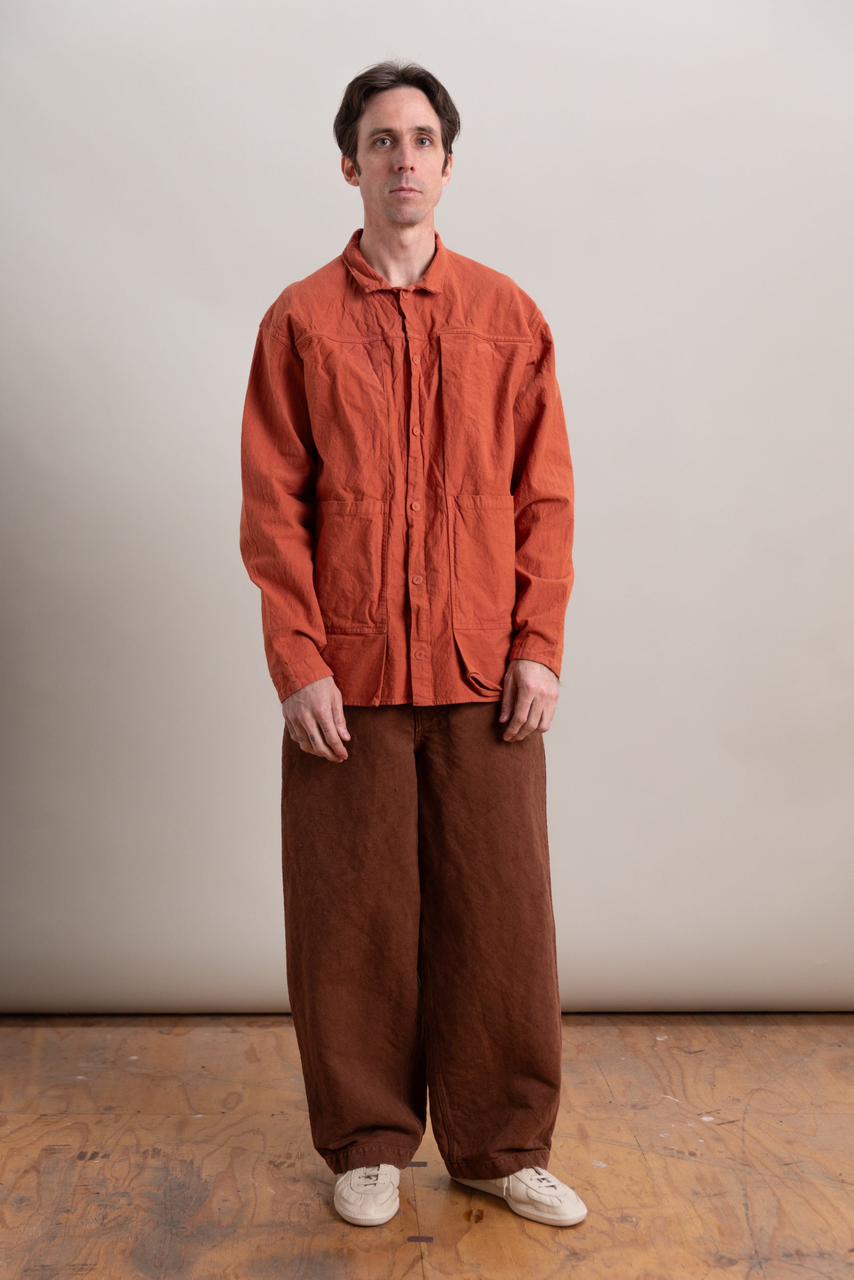 TYPE 402 TWO BIRDS SHIRT IN FLOWERPOT COTTON DROPCLOTH