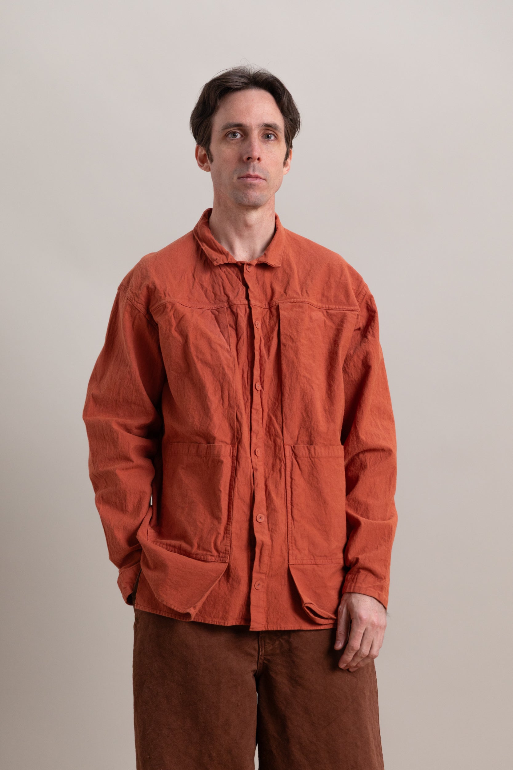 TYPE 402 TWO BIRDS SHIRT IN FLOWERPOT COTTON DROPCLOTH