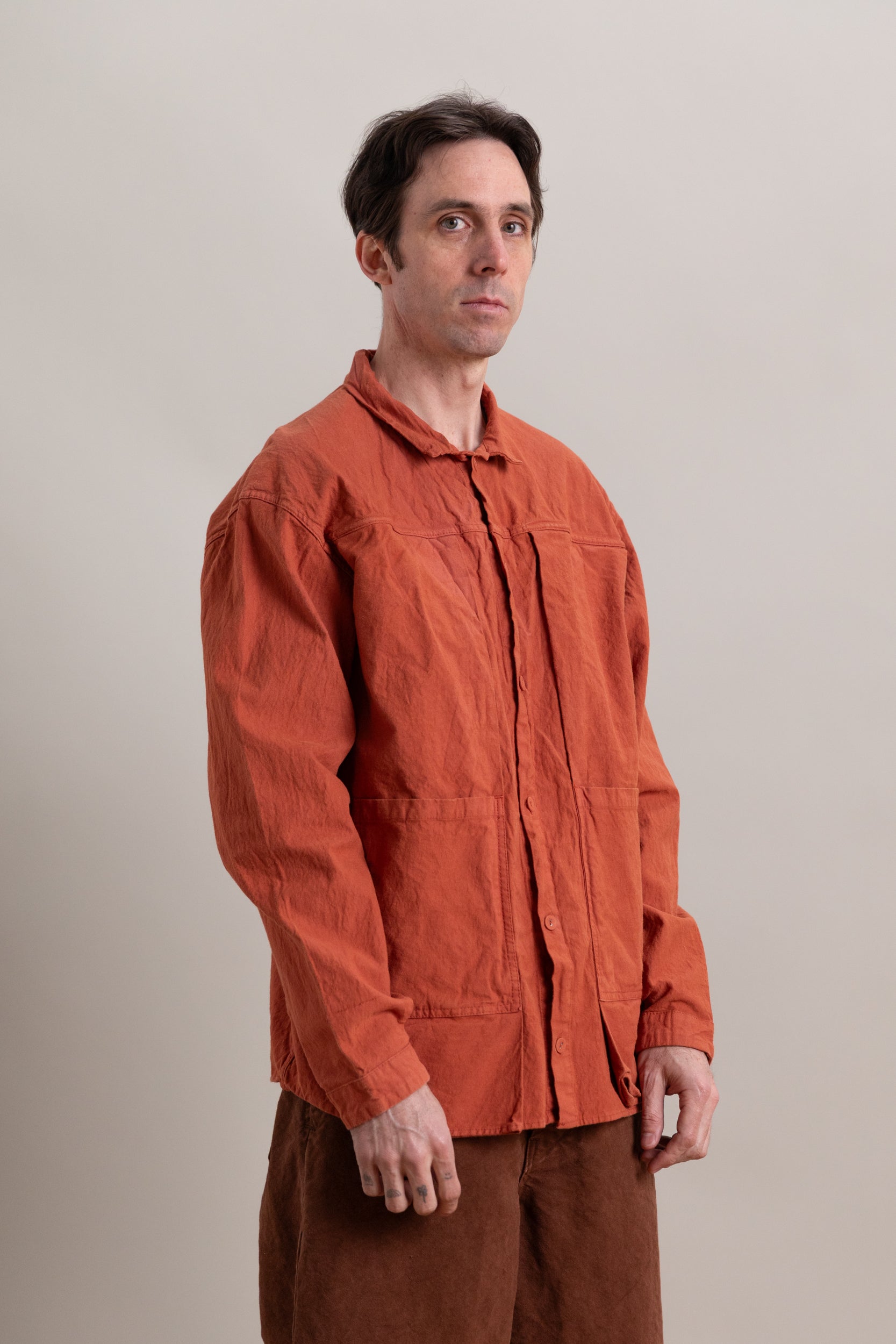 TYPE 402 TWO BIRDS SHIRT IN FLOWERPOT COTTON DROPCLOTH