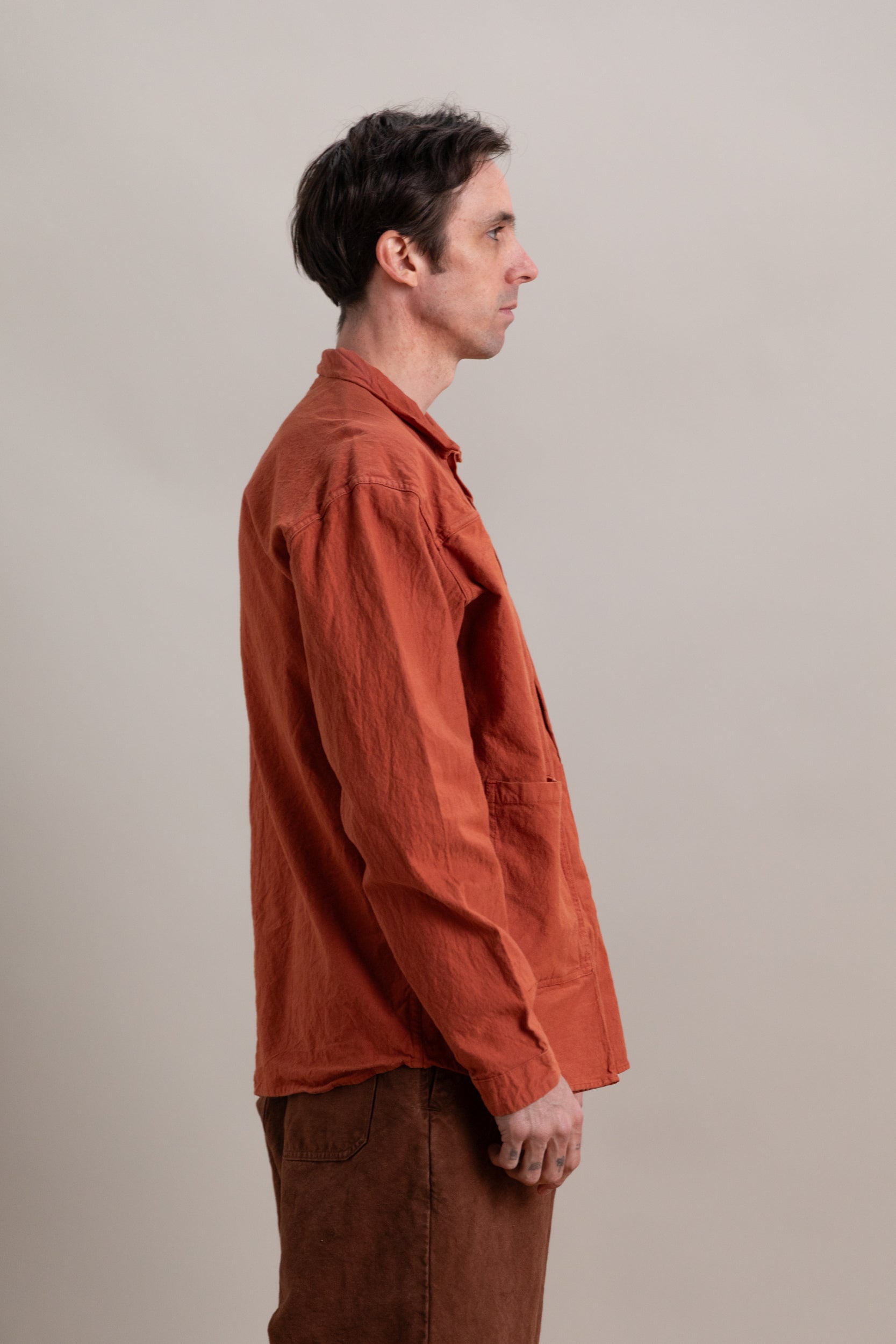 TYPE 402 TWO BIRDS SHIRT IN FLOWERPOT COTTON DROPCLOTH