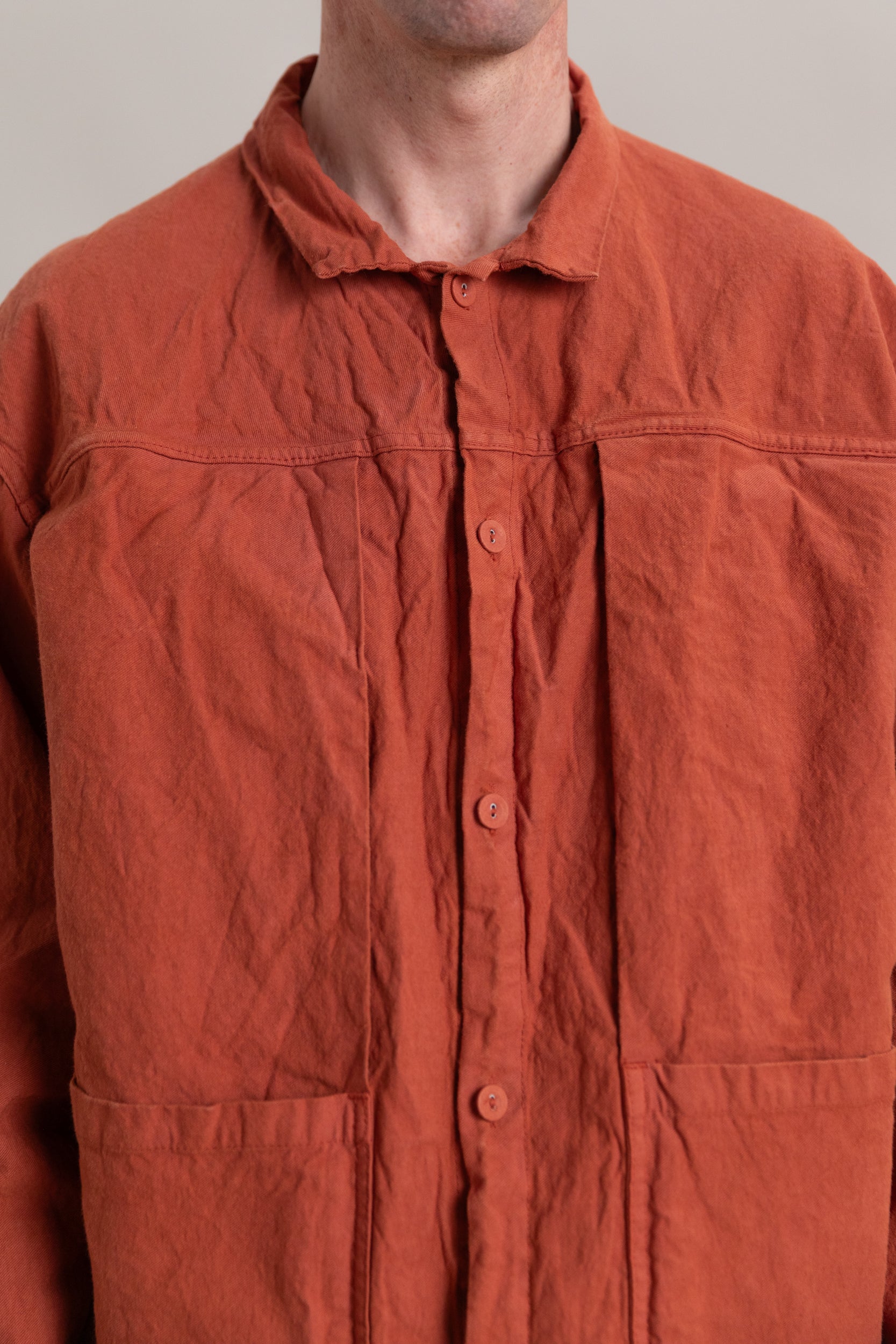 TYPE 402 TWO BIRDS SHIRT IN FLOWERPOT COTTON DROPCLOTH