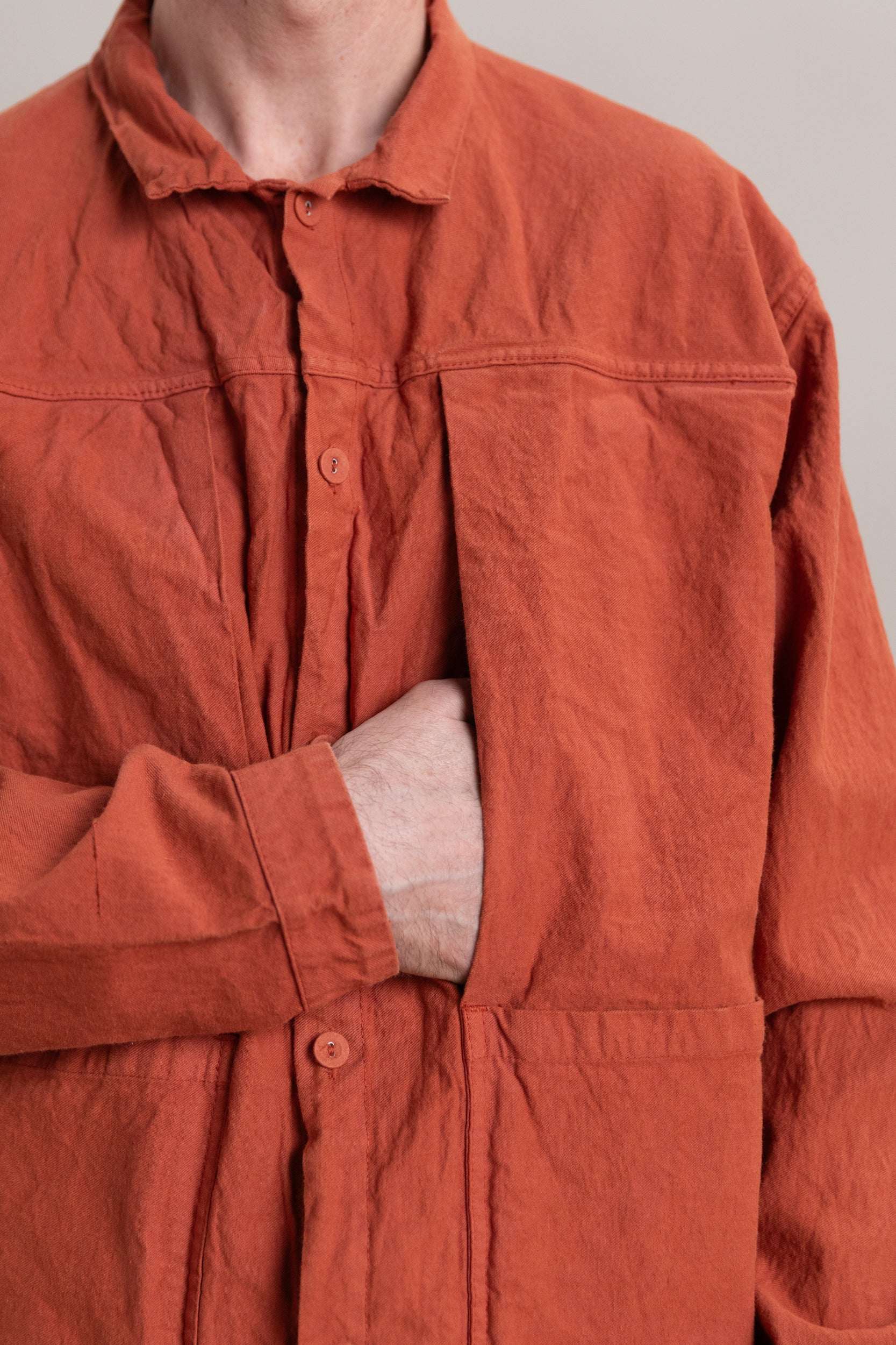 TYPE 402 TWO BIRDS SHIRT IN FLOWERPOT COTTON DROPCLOTH