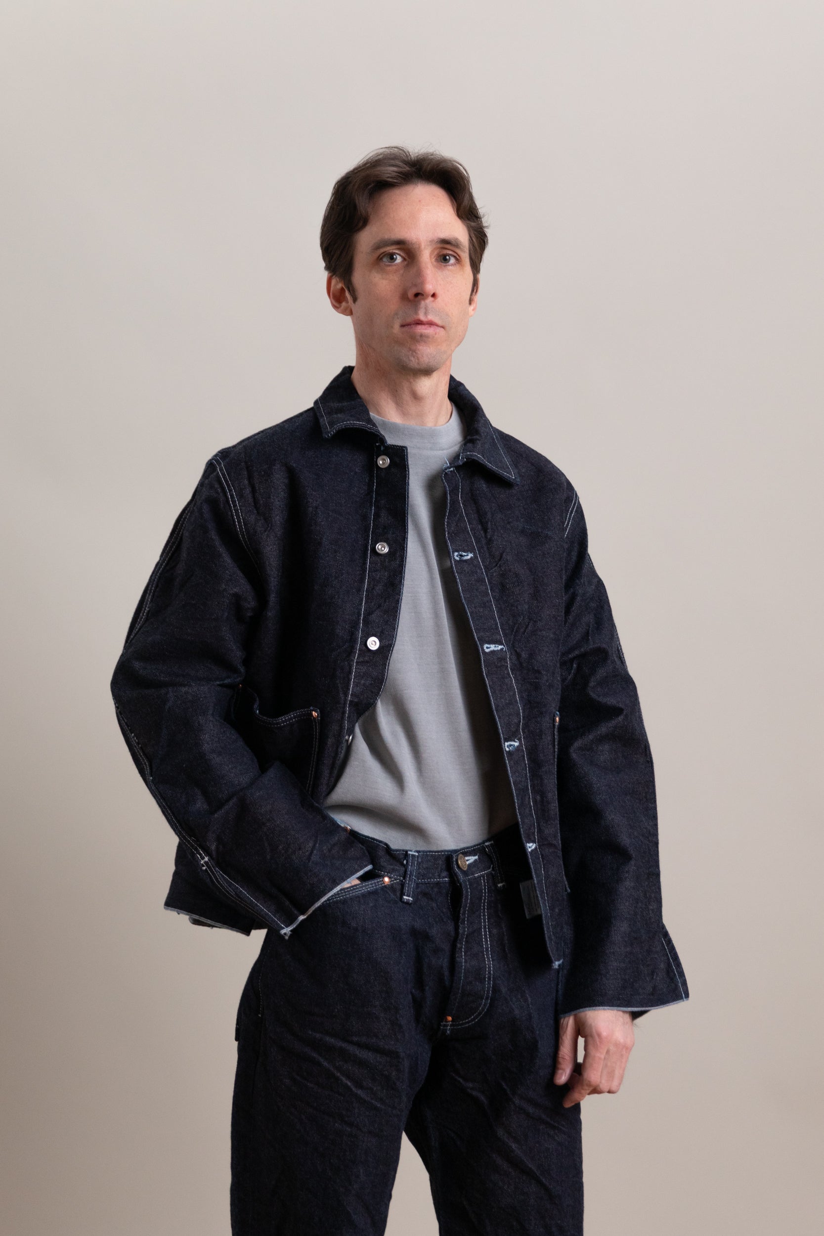 TYPE 904 CROSSCUT JEANS JACKET IN RINSED 16 OZ. SELVAGE DENIM