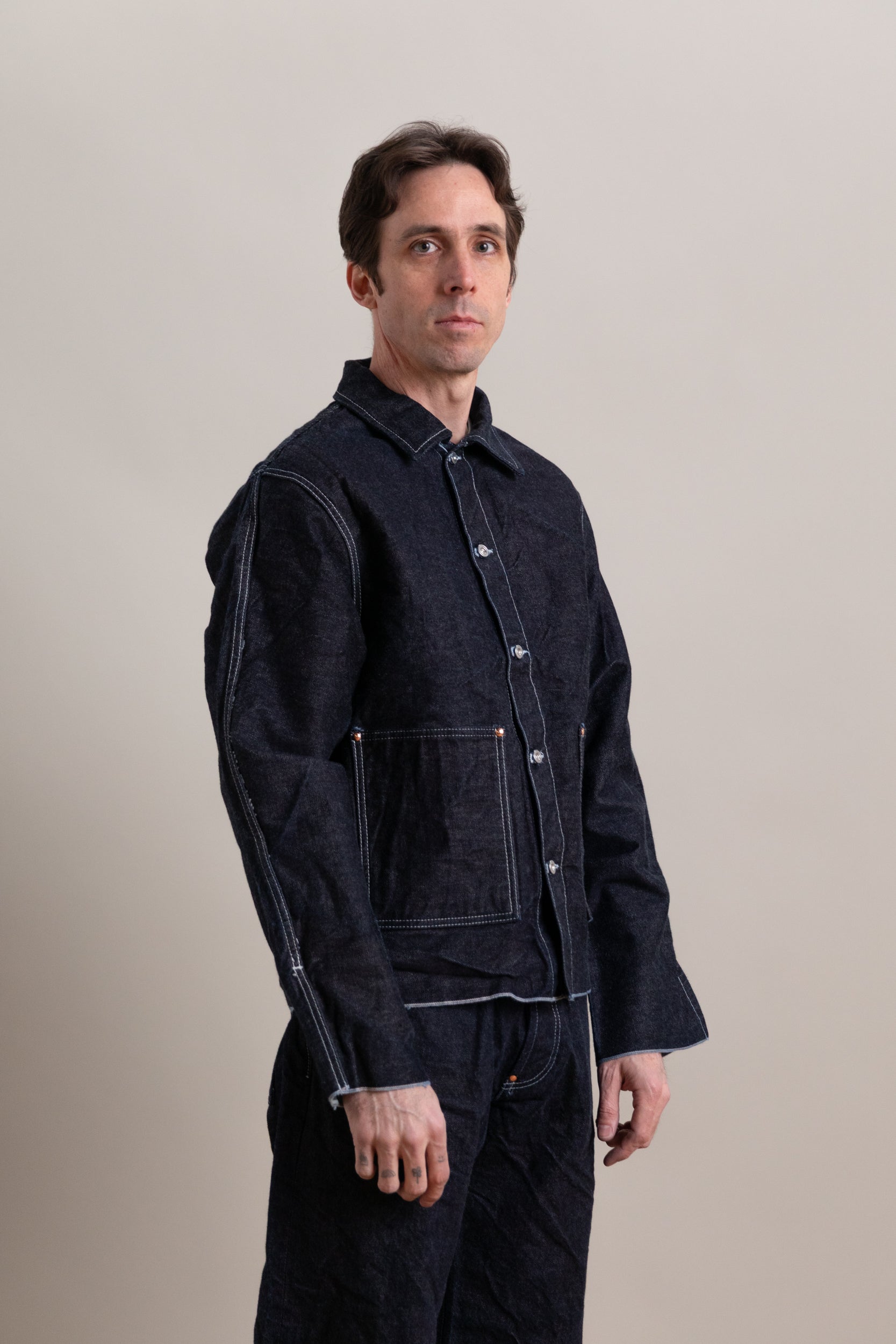 TYPE 904 CROSSCUT JEANS JACKET IN RINSED 16 OZ. SELVAGE DENIM